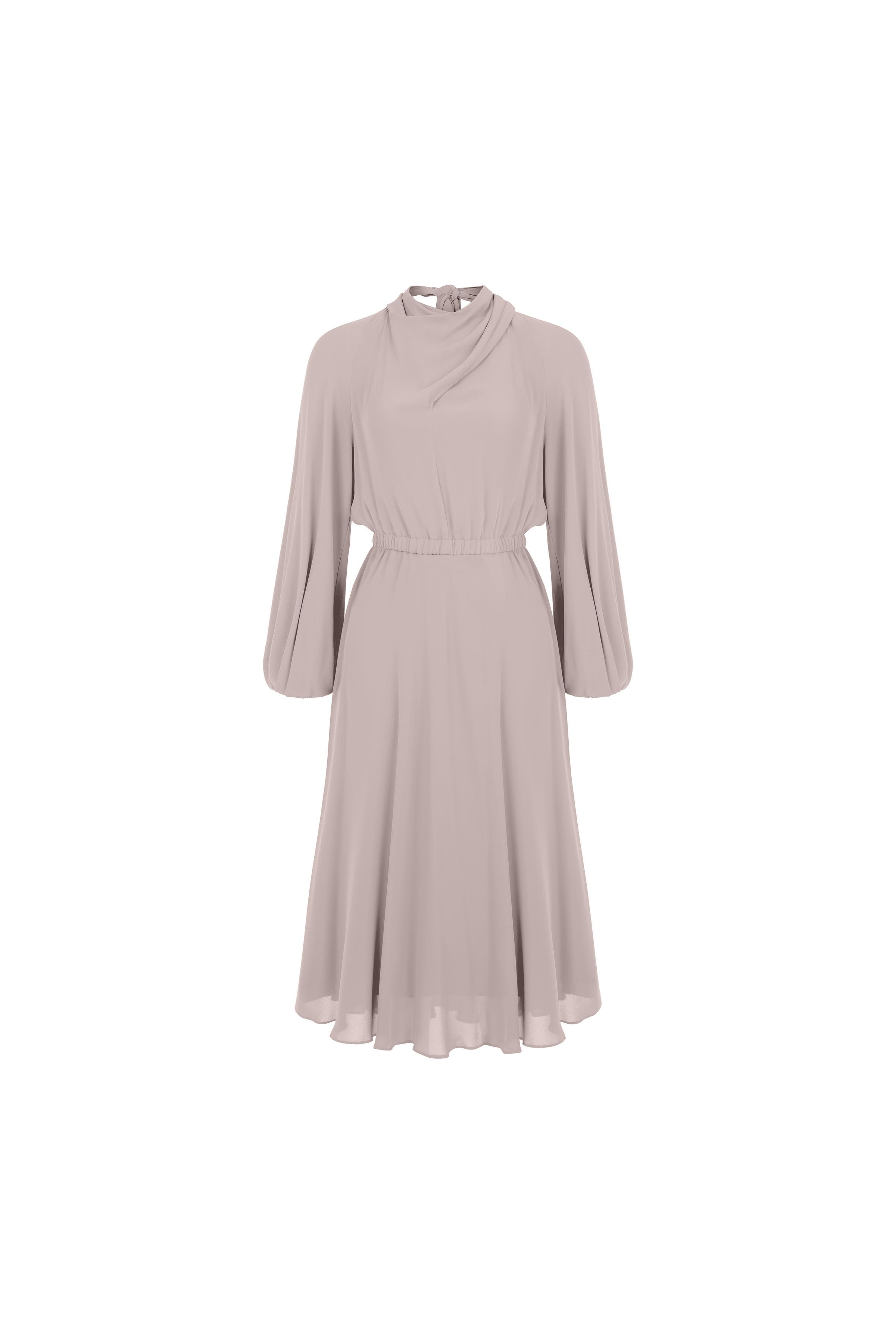 Bağlama Detaylı Elbise Bej