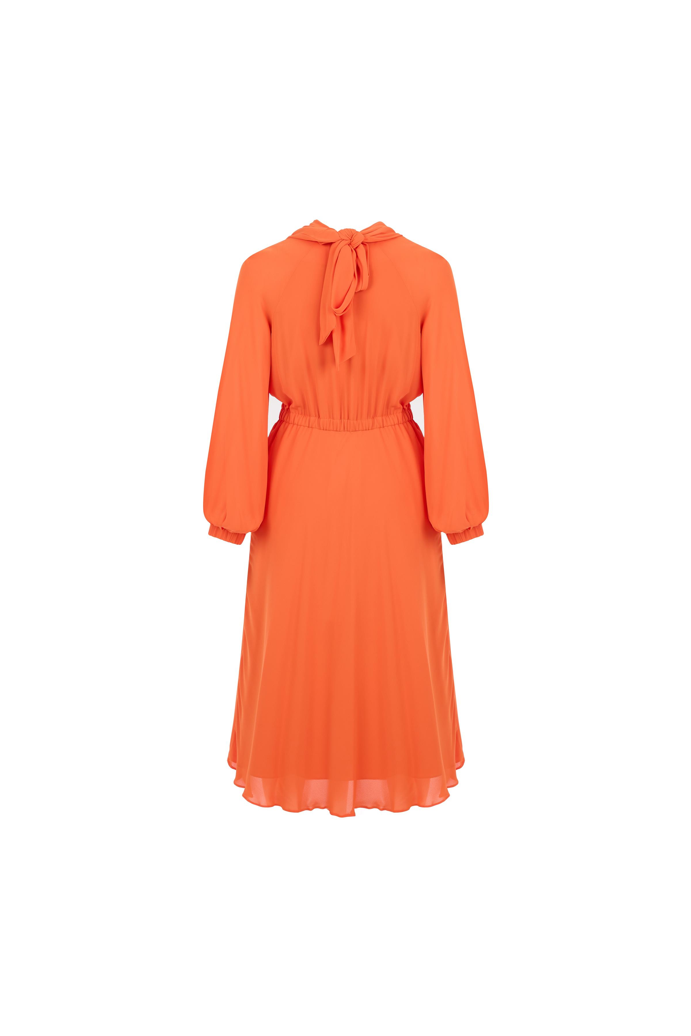 Bağlama Detaylı Elbise Turuncu