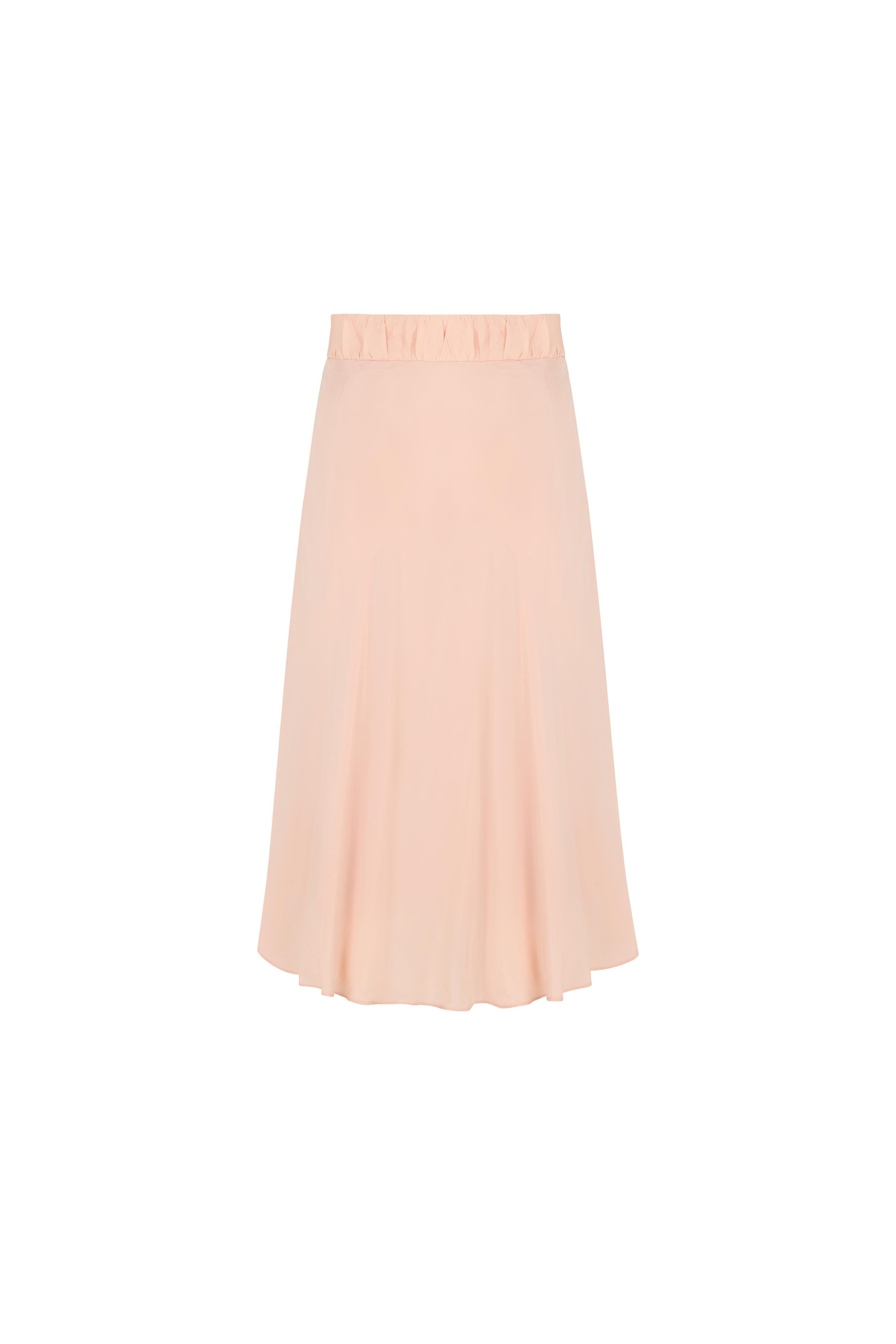 Beli Lastik Görünümlü Cupro Etek Pembe