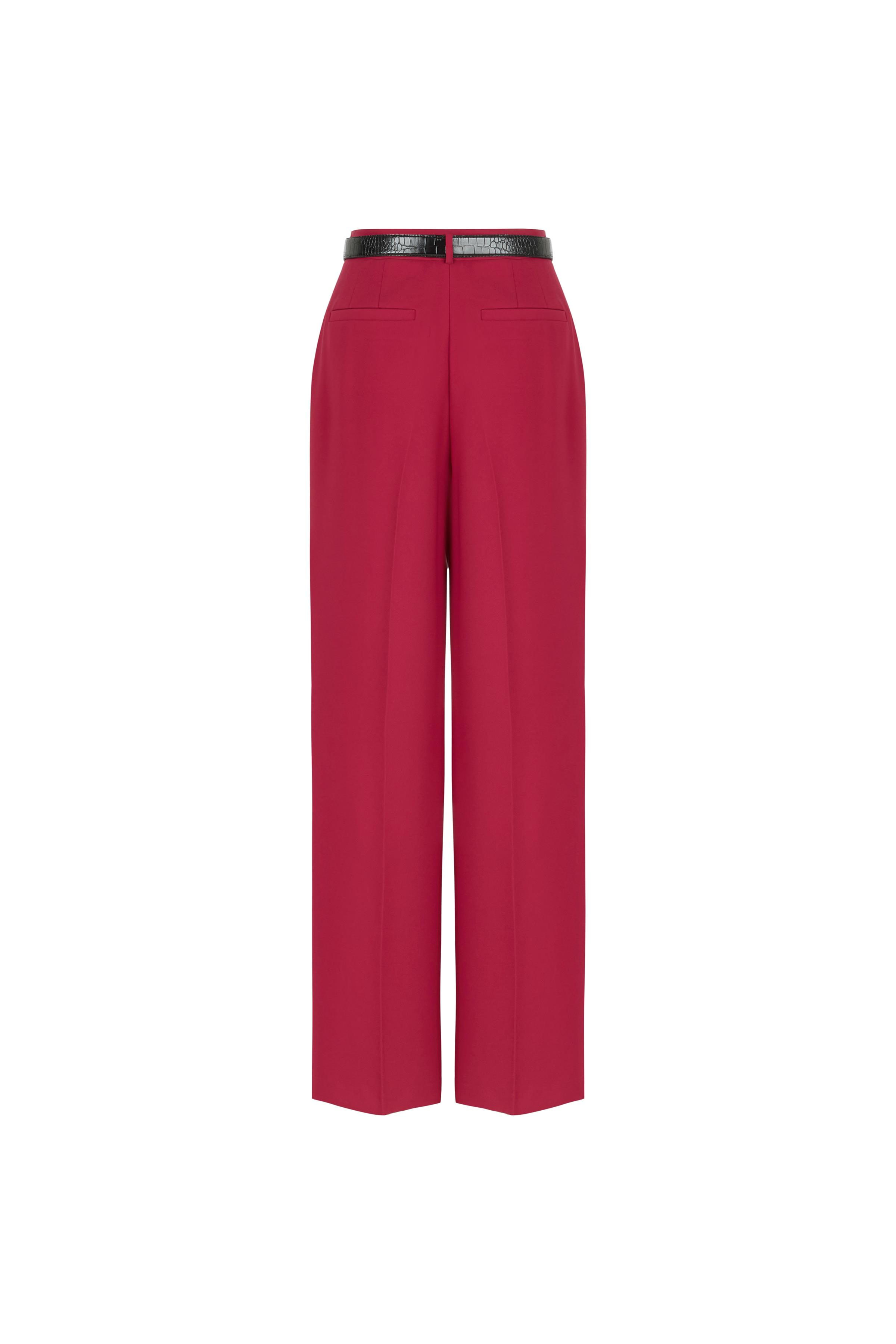 Bol Paça Poliviskon Pantolon Vişne Rengi