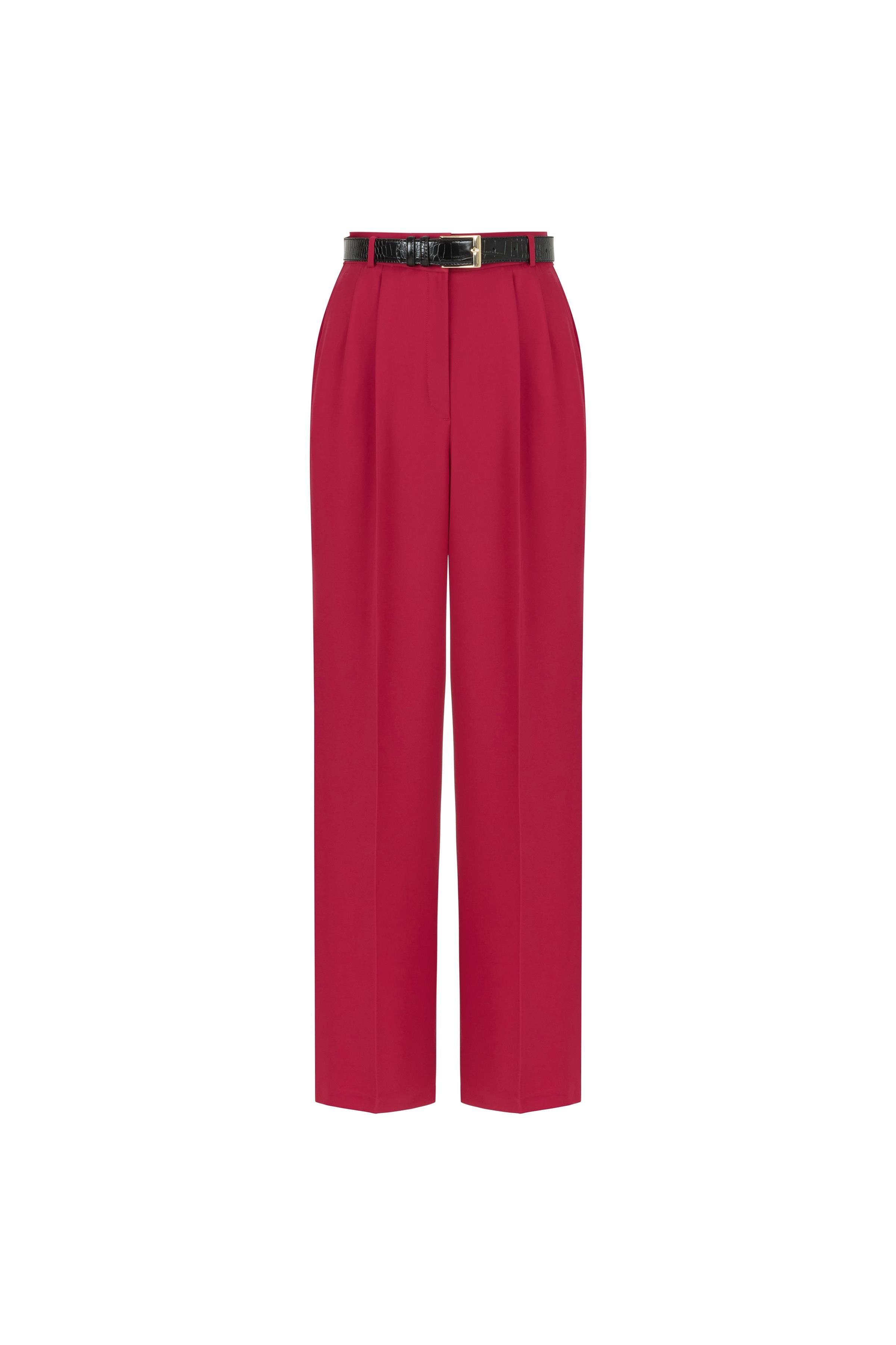 Bol Paça Poliviskon Pantolon Vişne Rengi