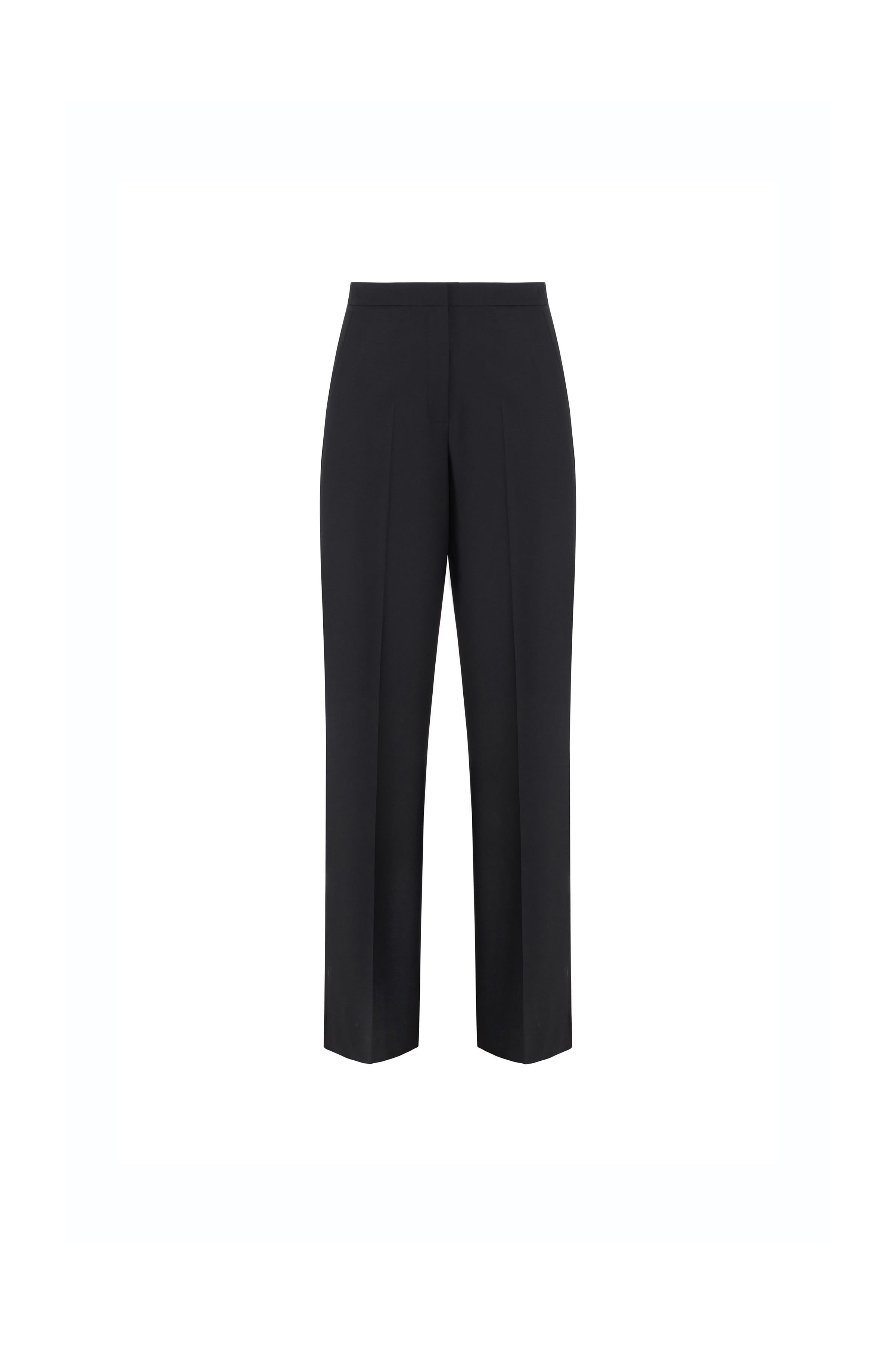 Wide-leg Wool Blend Trousers Black