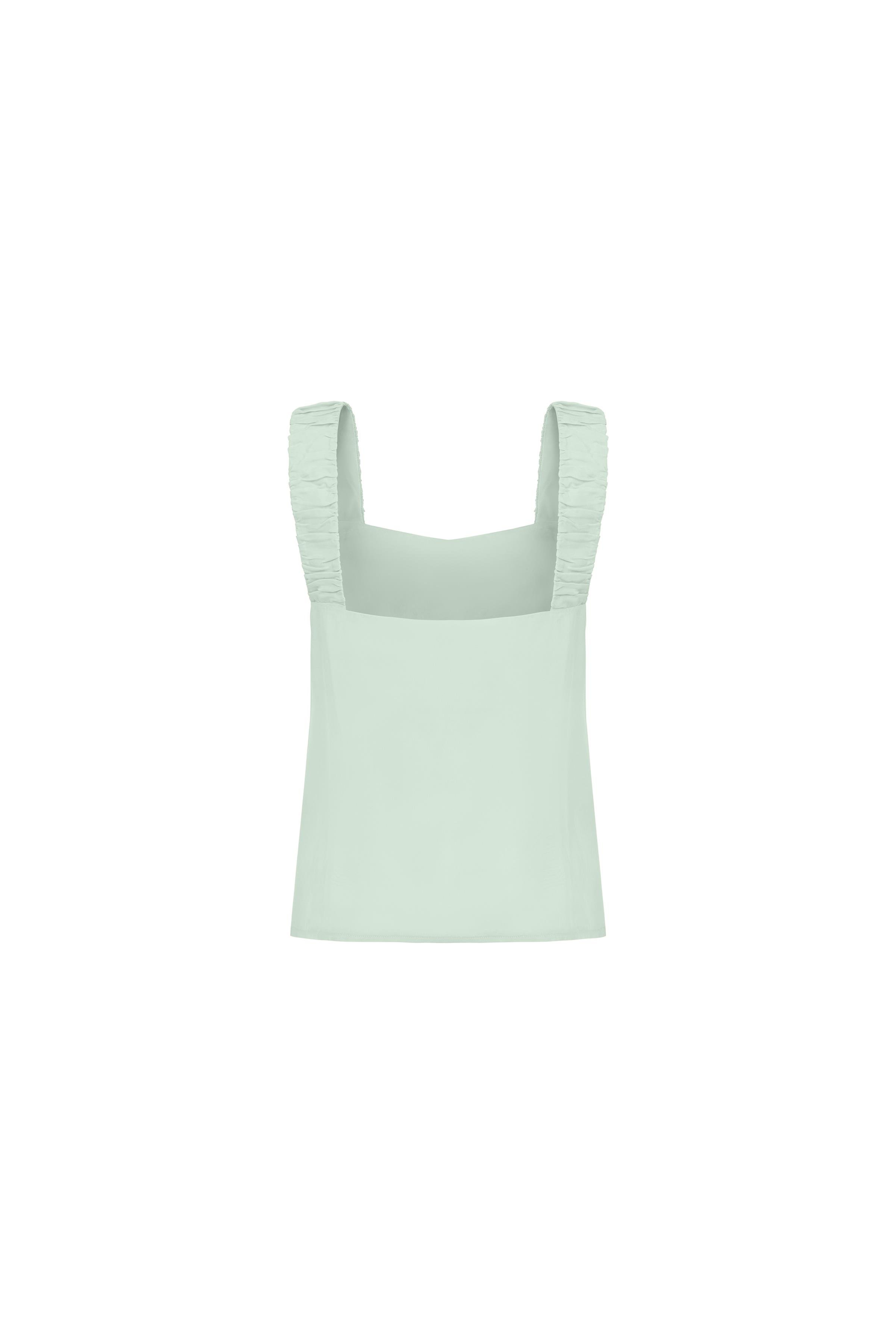 Büzgülü Kalın Askılı Cupro Bluz Mint Yeşili