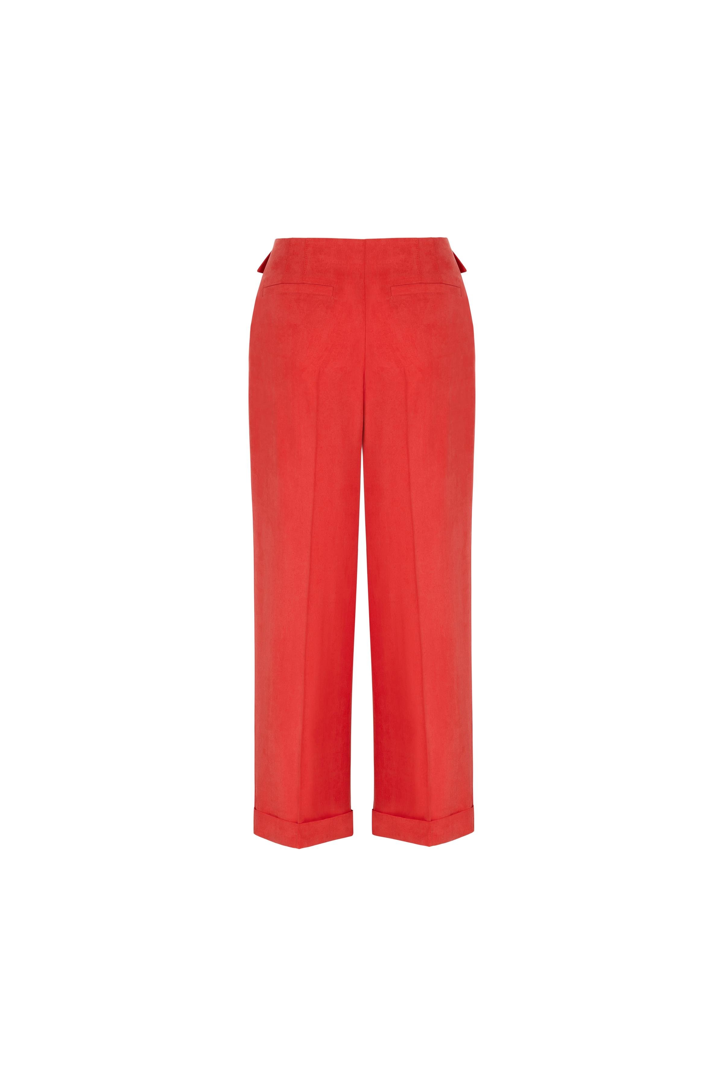 Cep Kapağı Detaylı Pantolon Kırmızı