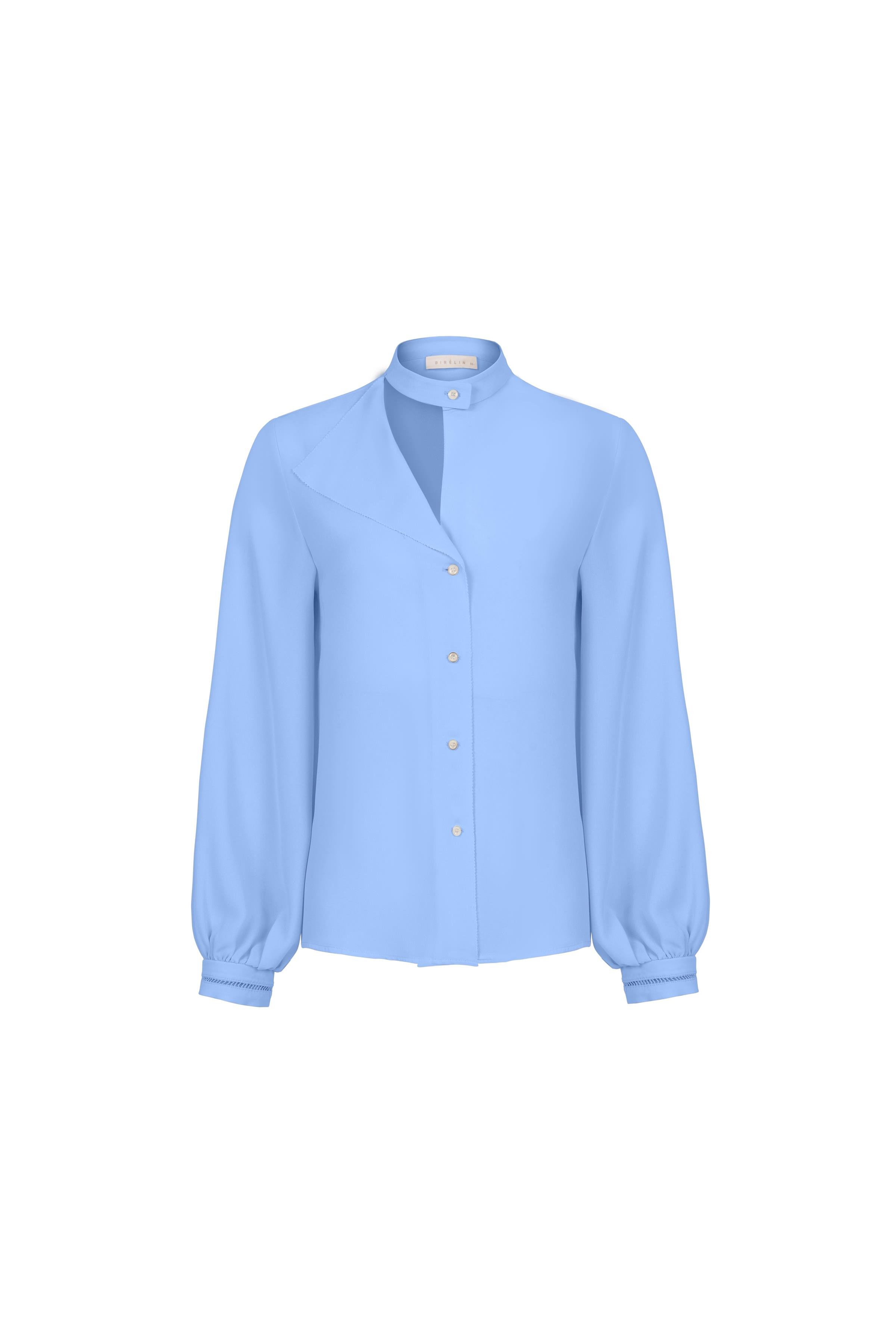 Cut Out Detaylı Bluz Bazalt Mavisi