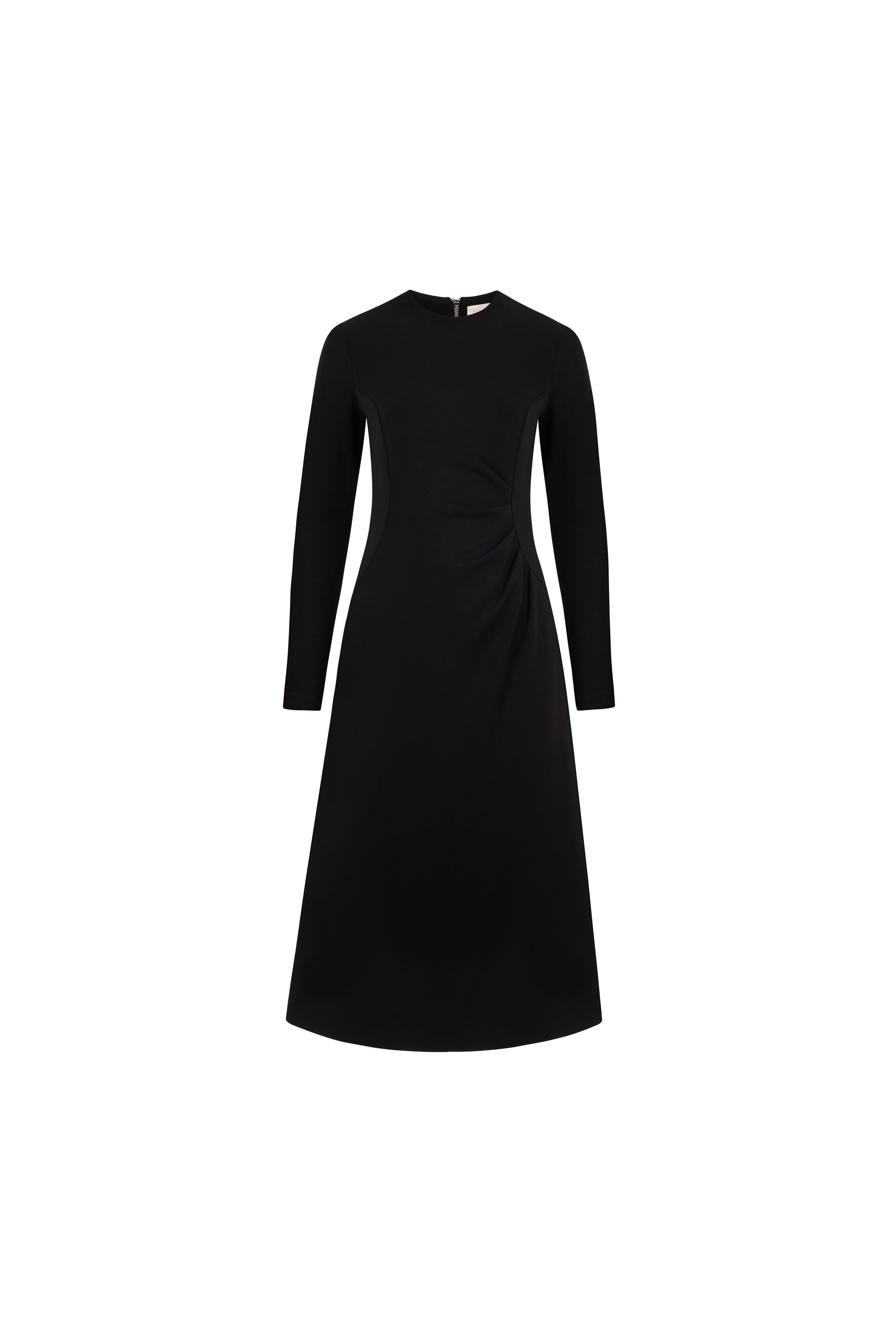 Drapaj Detaylı Örme Elbise Siyah