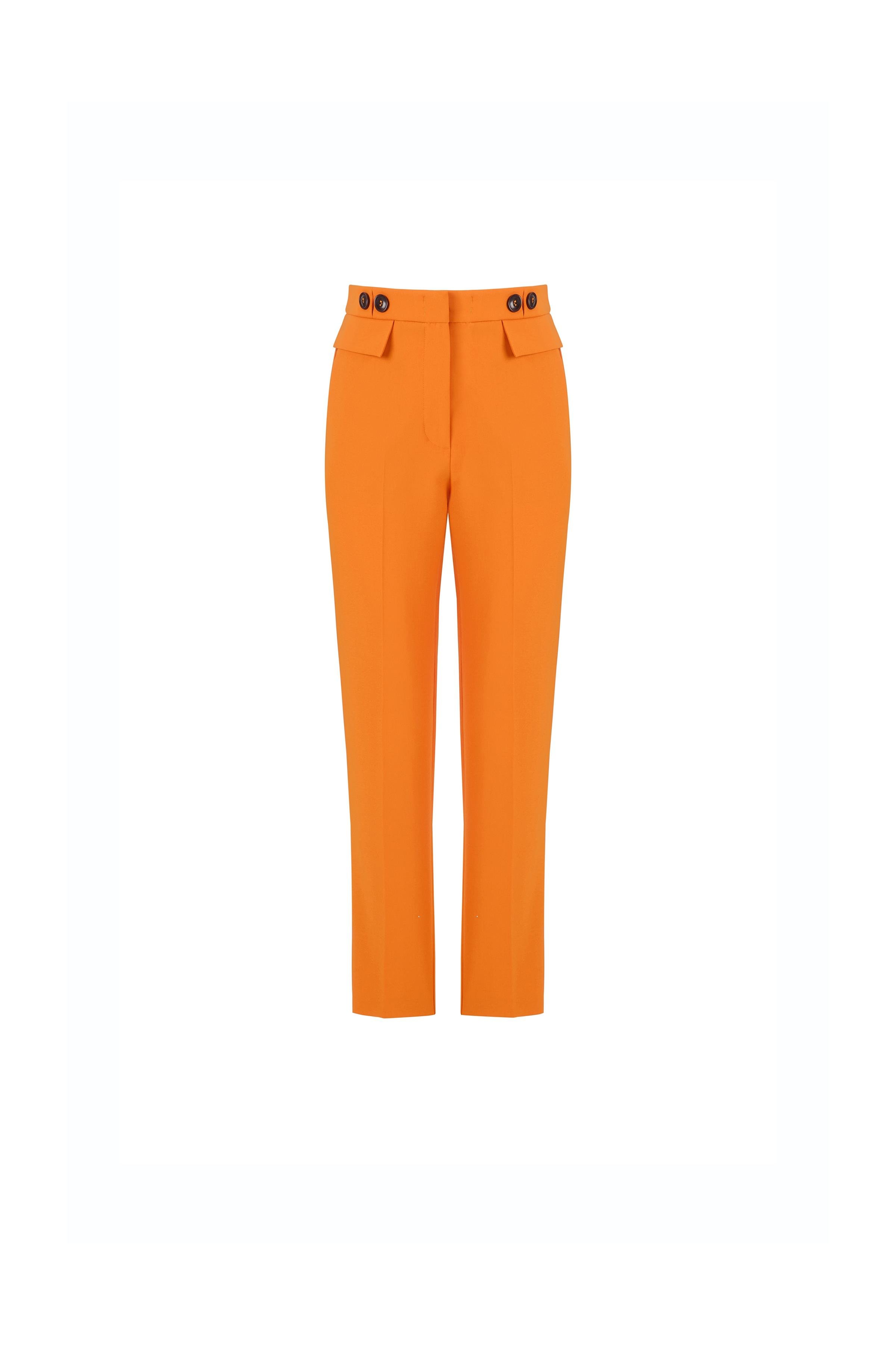 Button Detailed Cigarette Pants Orange