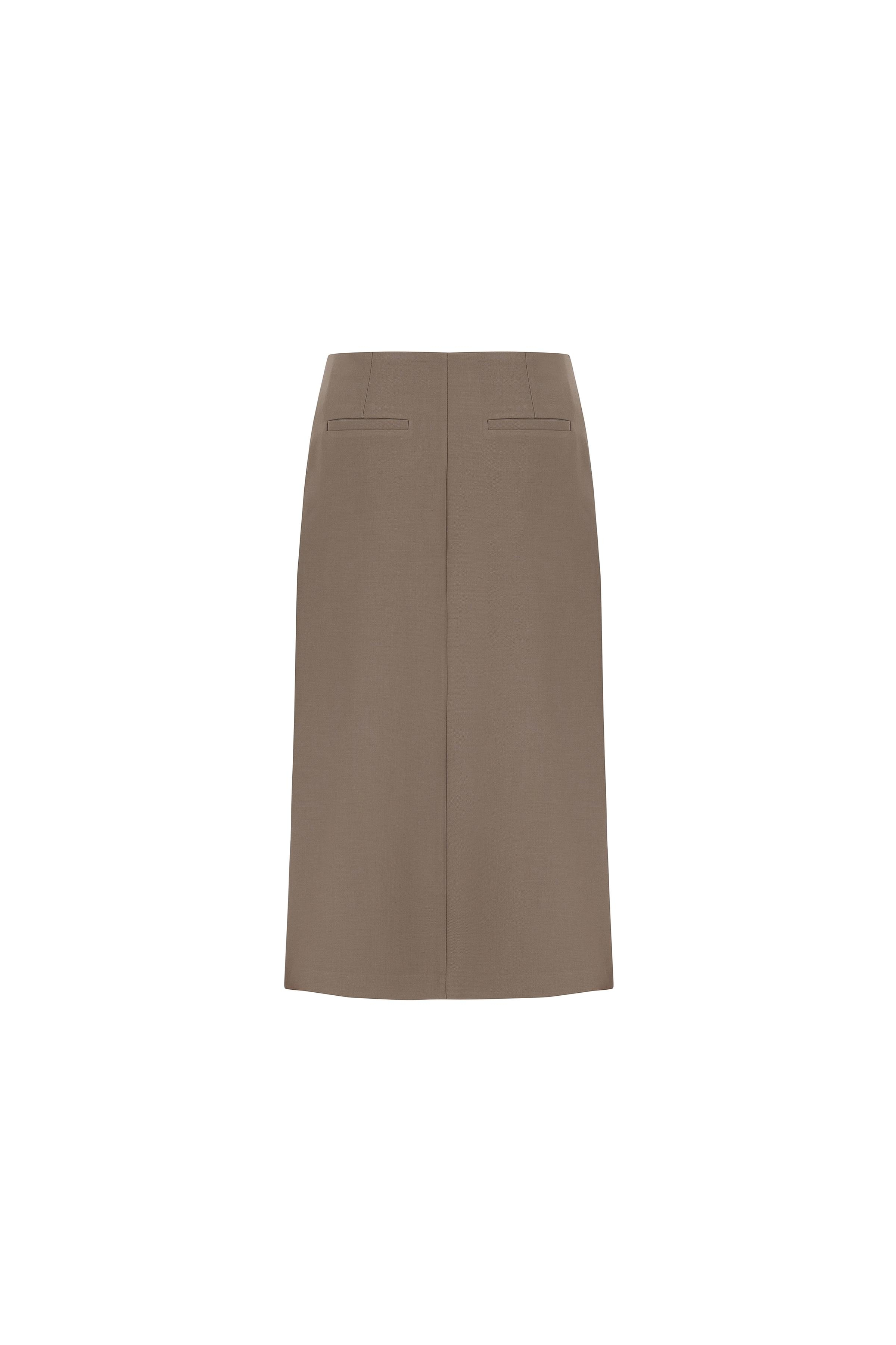 Button Detail Polyester-viscose Skirt Ivy Green
