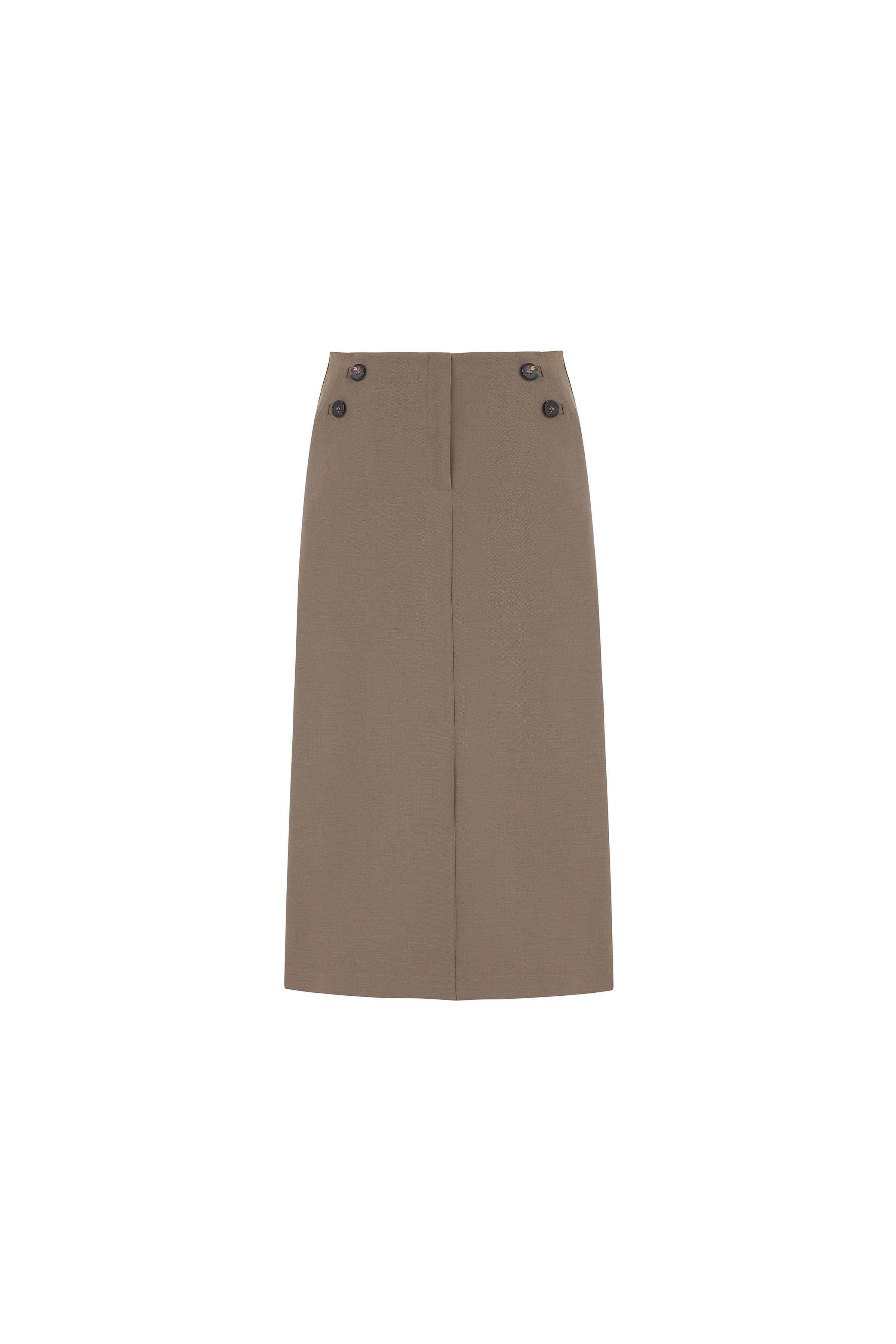Button Detail Polyester-viscose Skirt Ivy Green