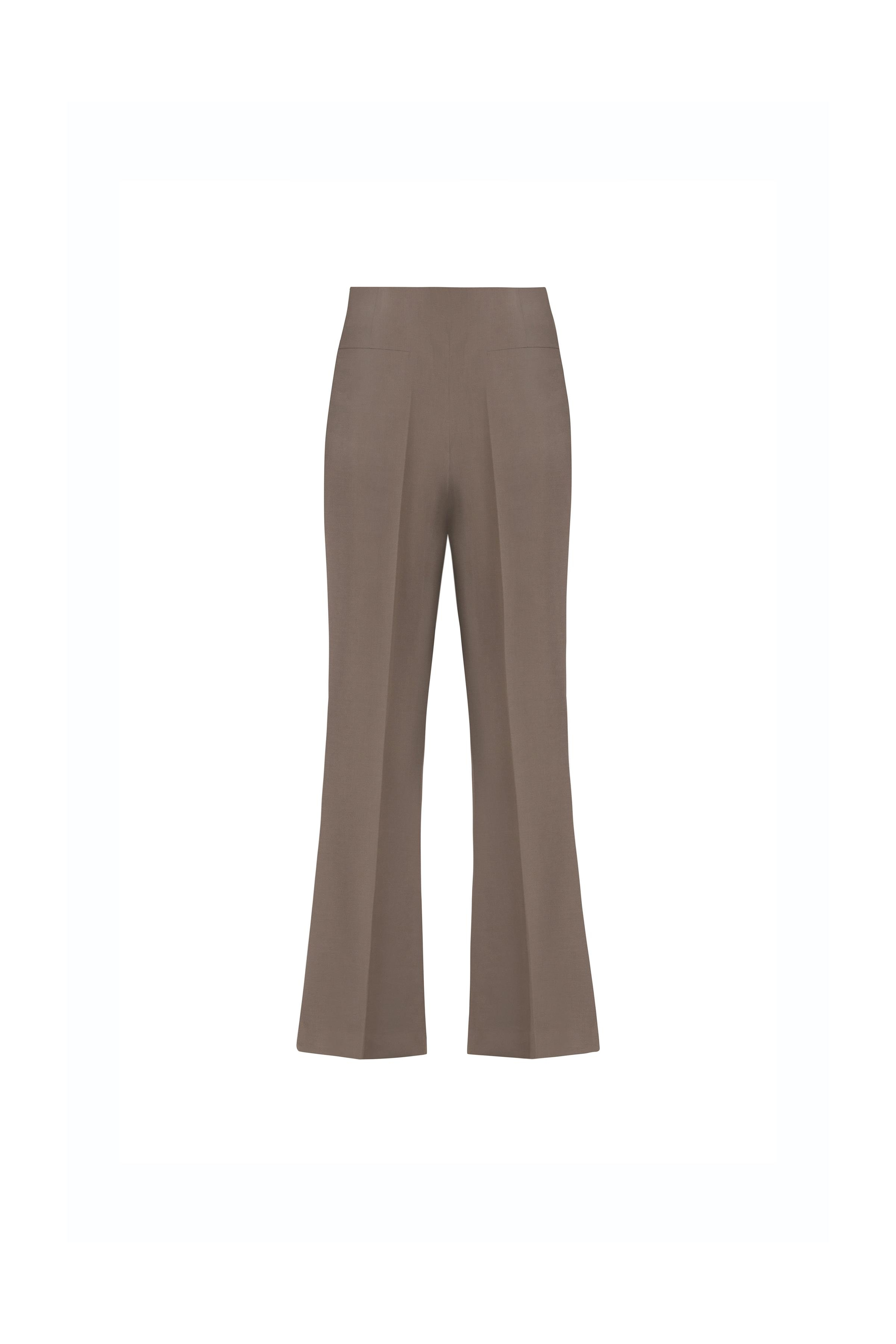 Button Detail Polyester-viscose Trousers Ivy Green