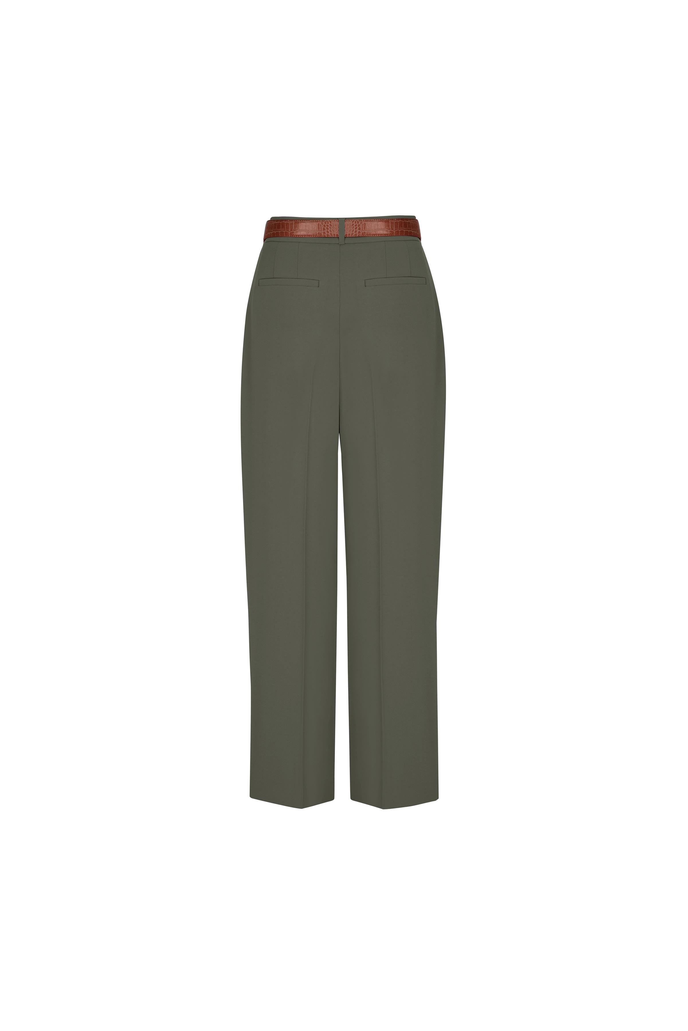 Havuç Form Krep Pantolon Deniz Yosunu