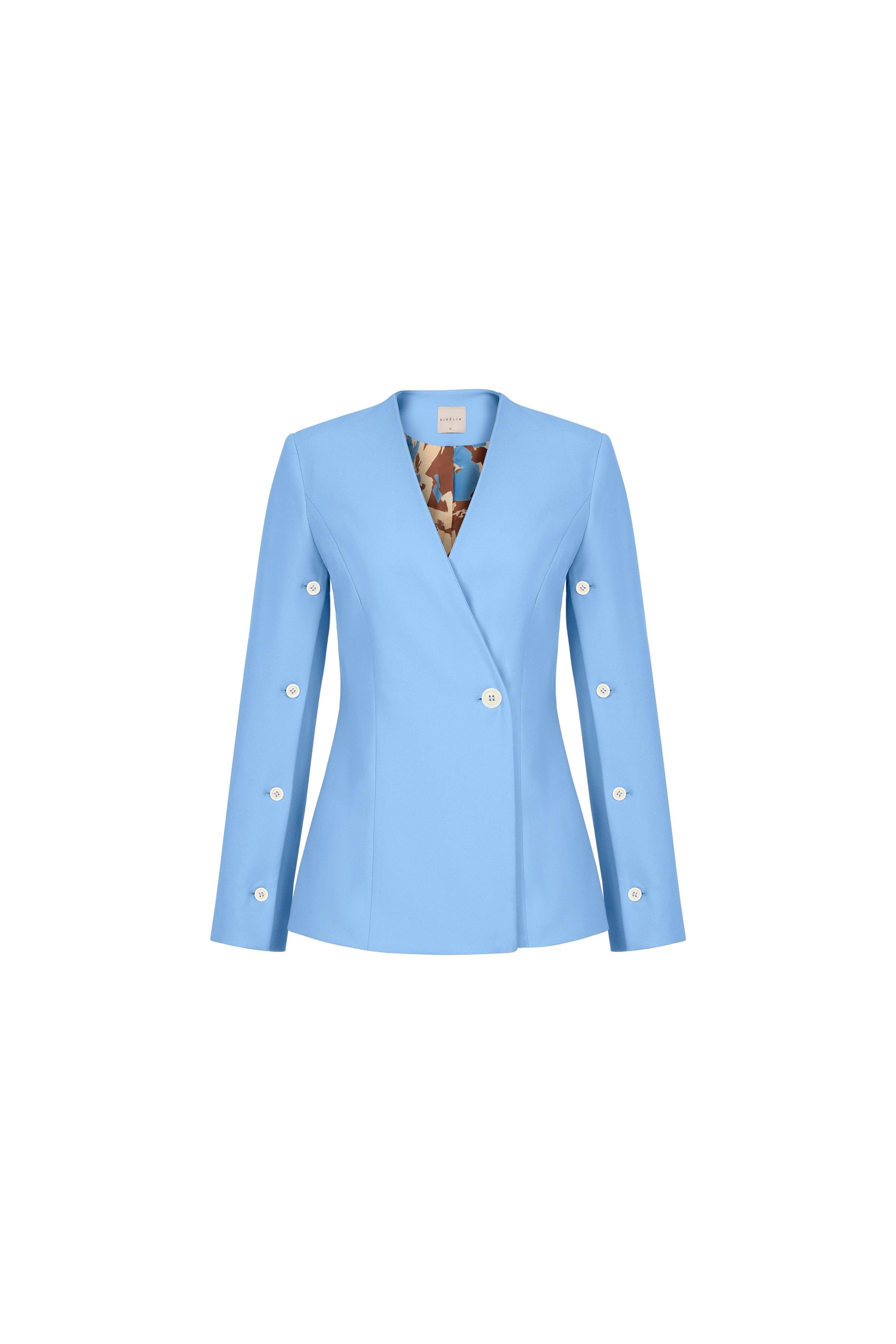 Kemik Düğmeli Poliviskon Ceket Bazalt Mavisi