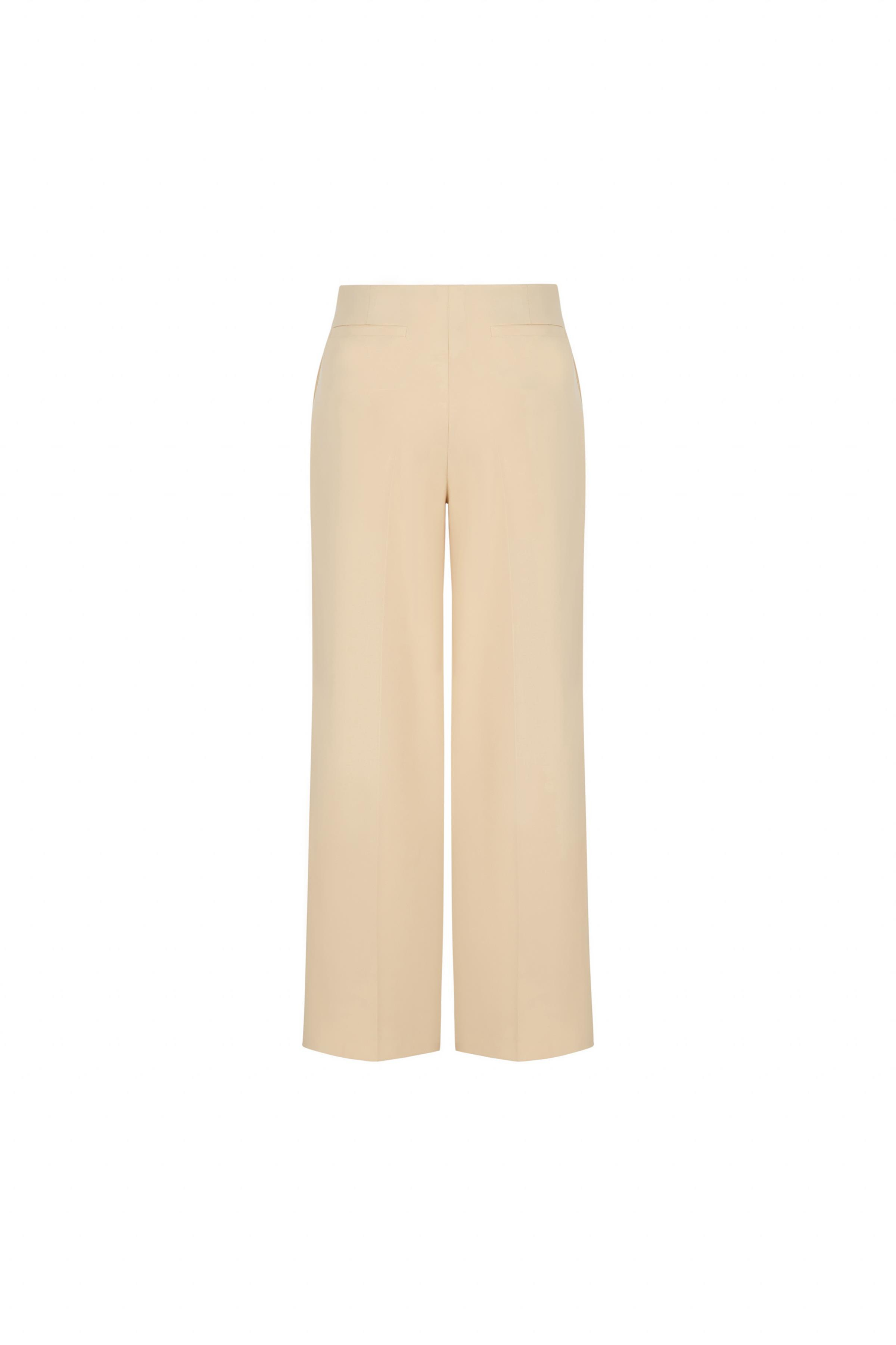 Kemik Düğmeli Poliviskon Pantolon Krem