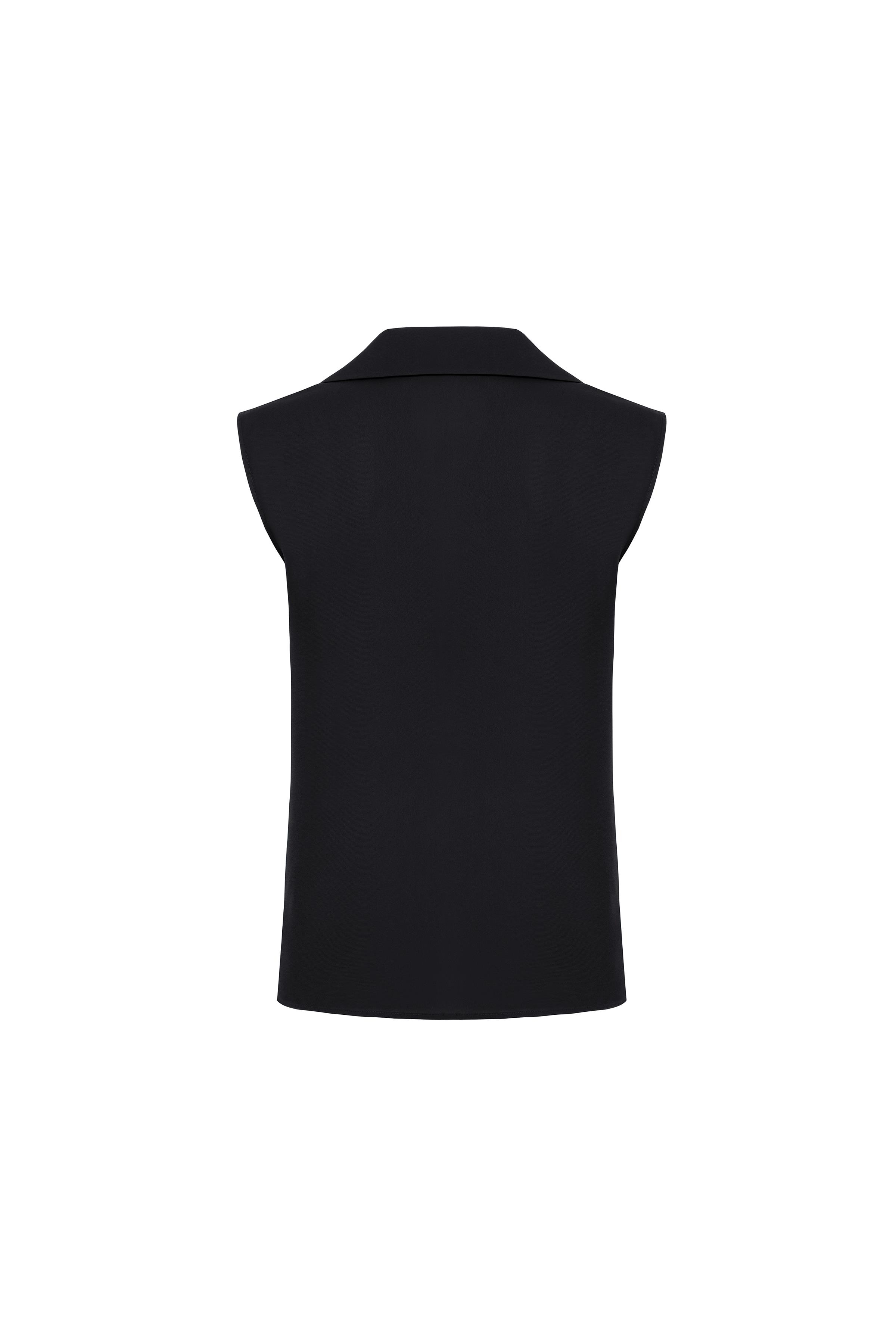 Kolsuz Dökümlü Bluz Siyah