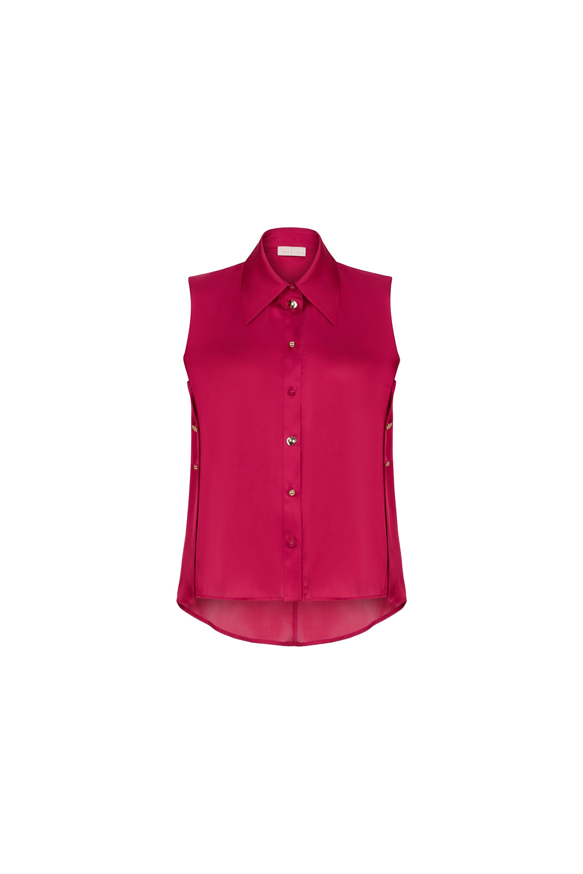 Kolsuz Saten Gömlek Vişne Rengi