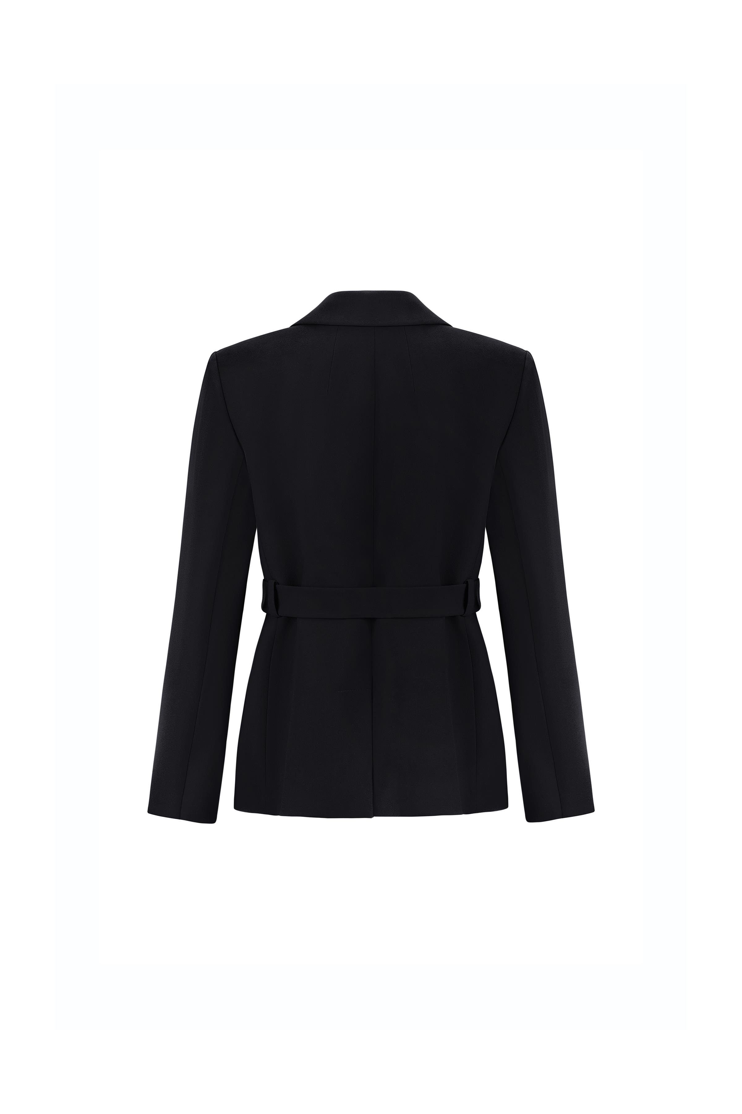 Contrast Button Detailed Crepe Jacket Black