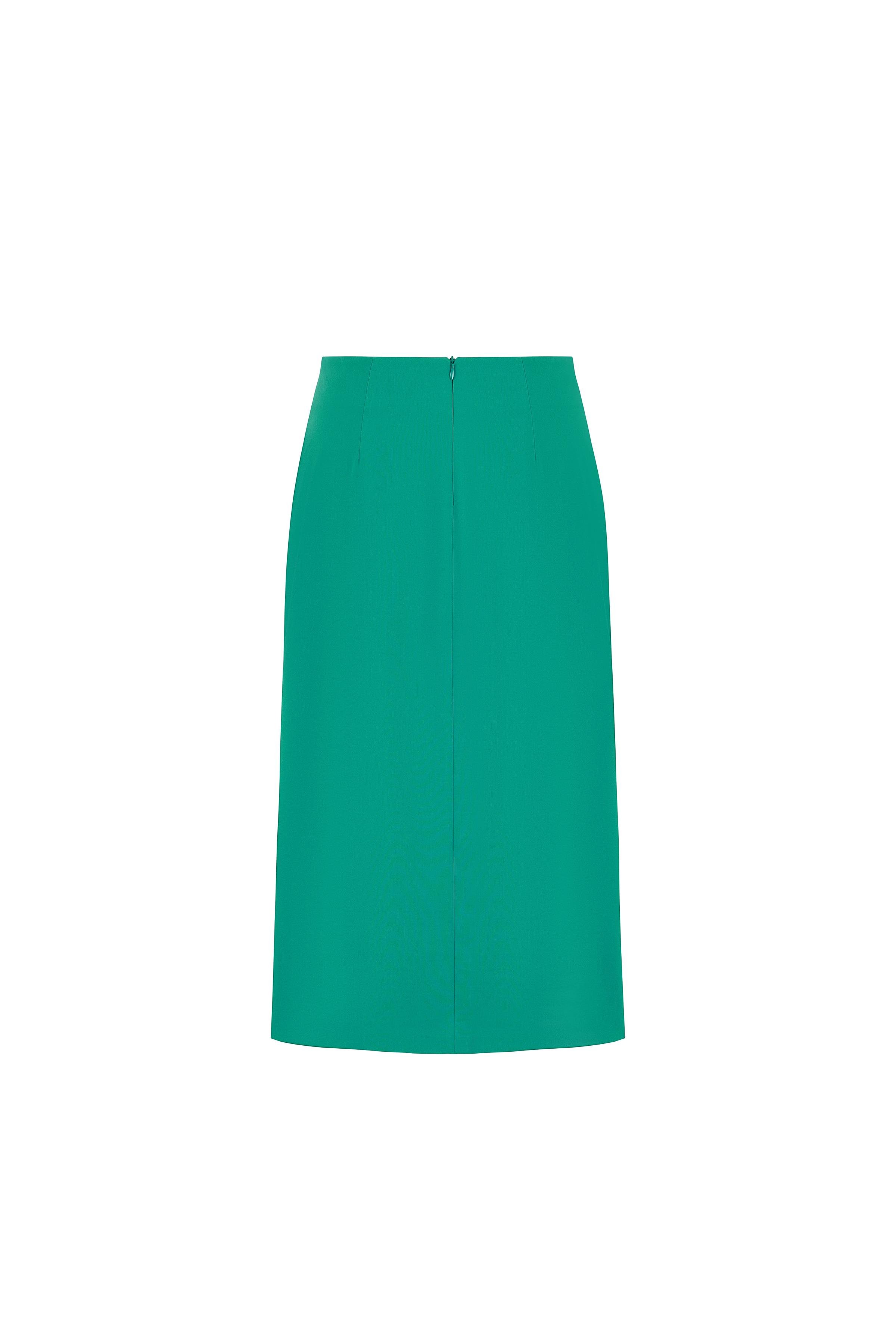 Kontrast Düğmeli Poliviskon Etek