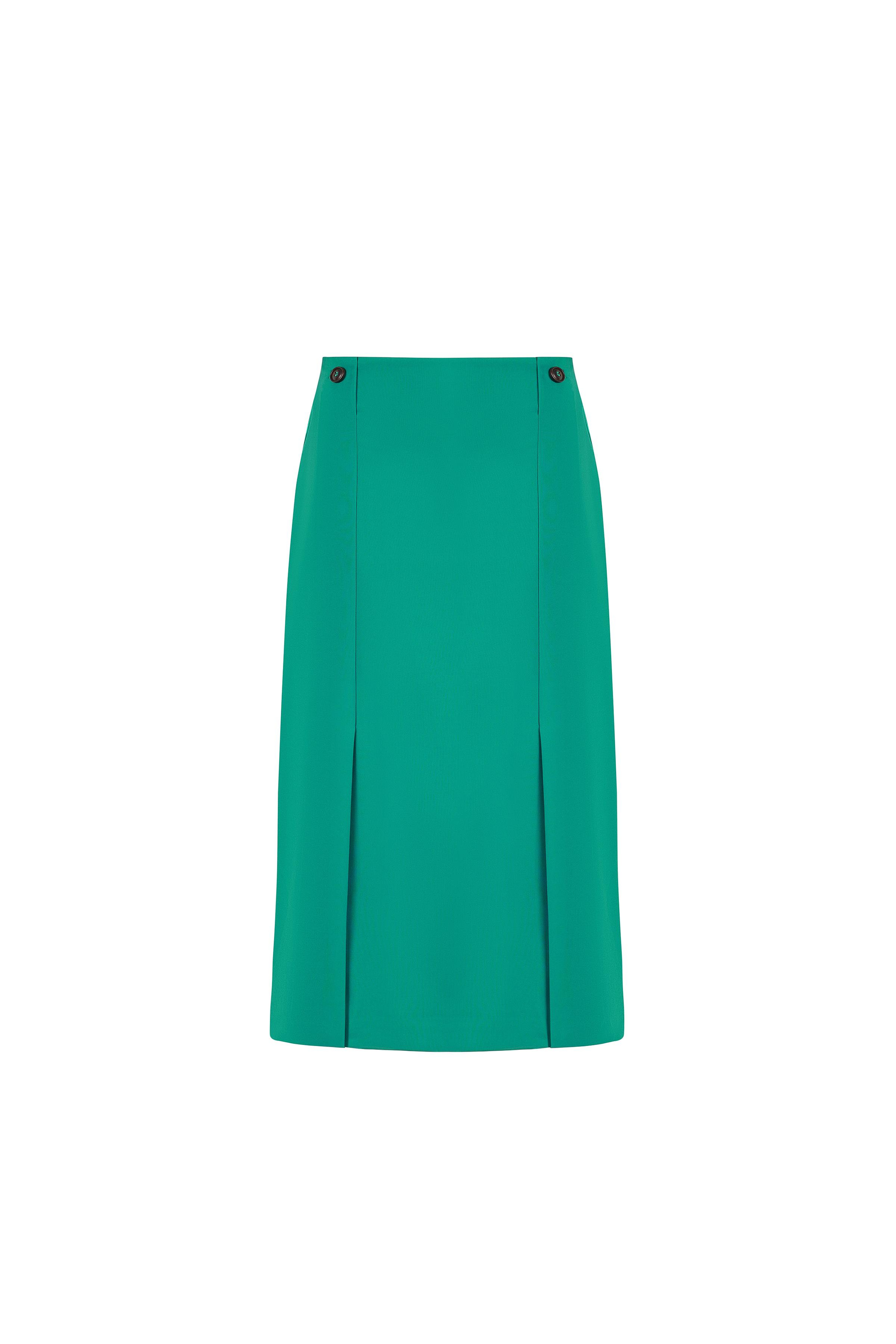 Kontrast Düğmeli Poliviskon Etek