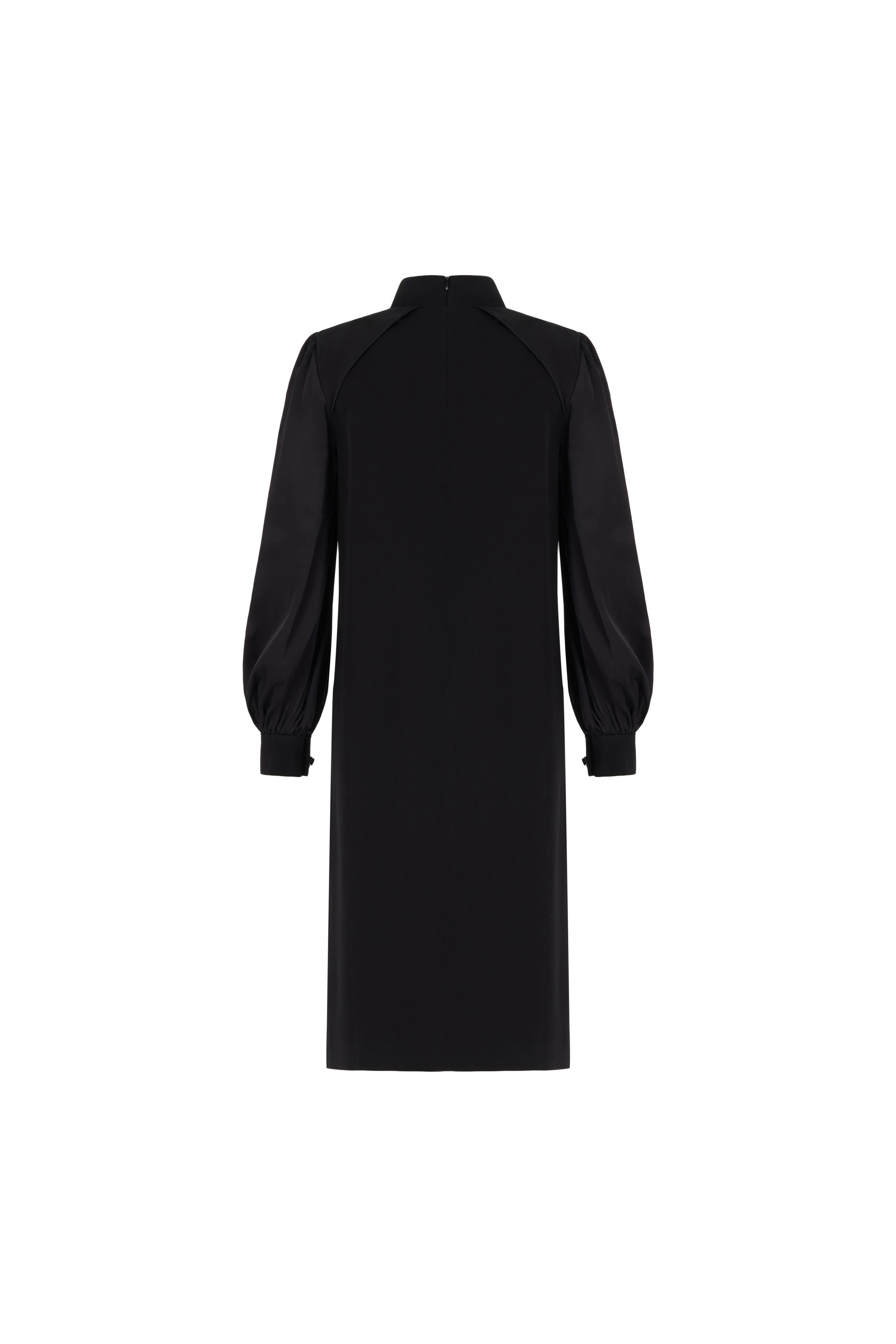 Kravat Detaylı Elbise Siyah