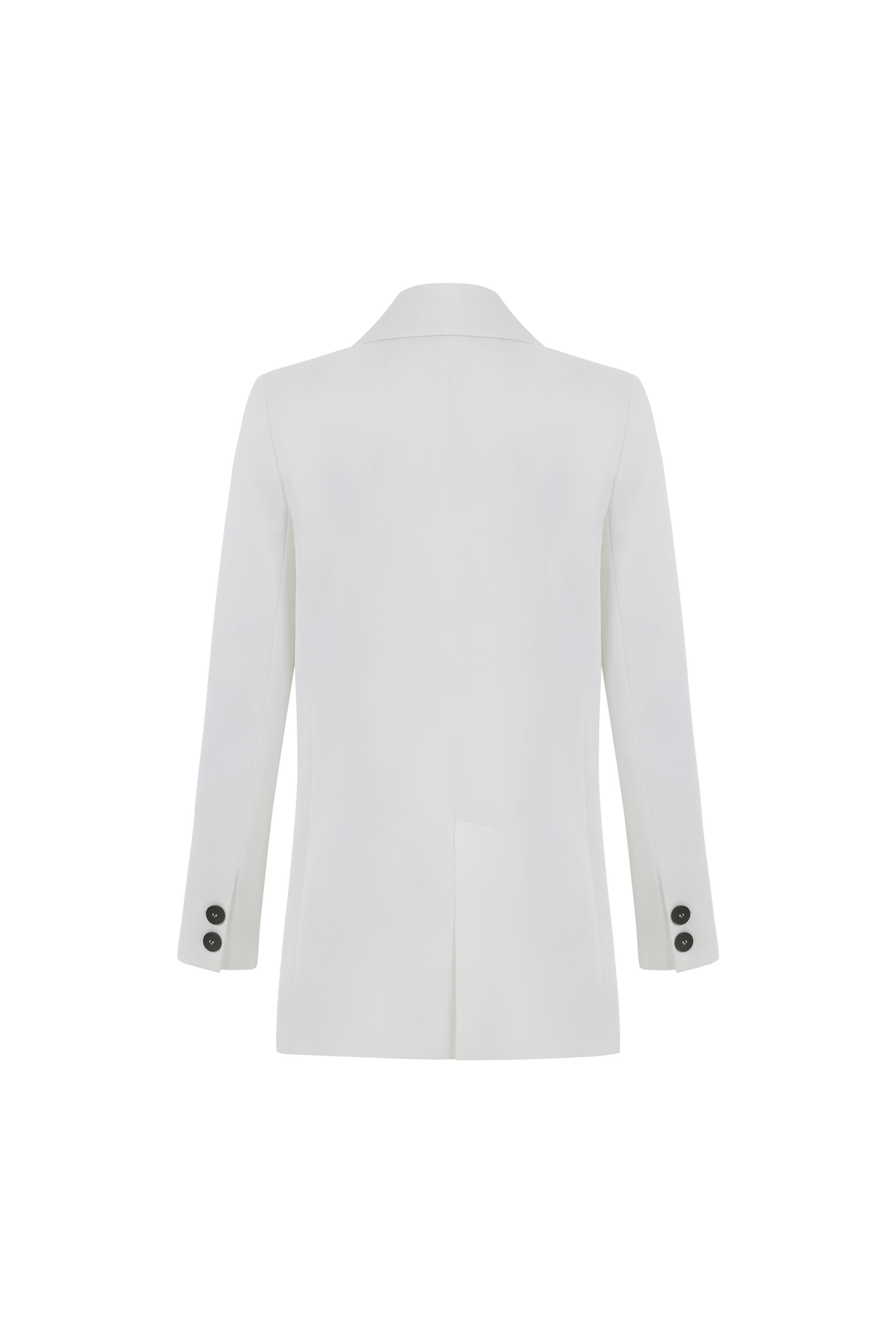 Kruvaze Ceket Beyaz