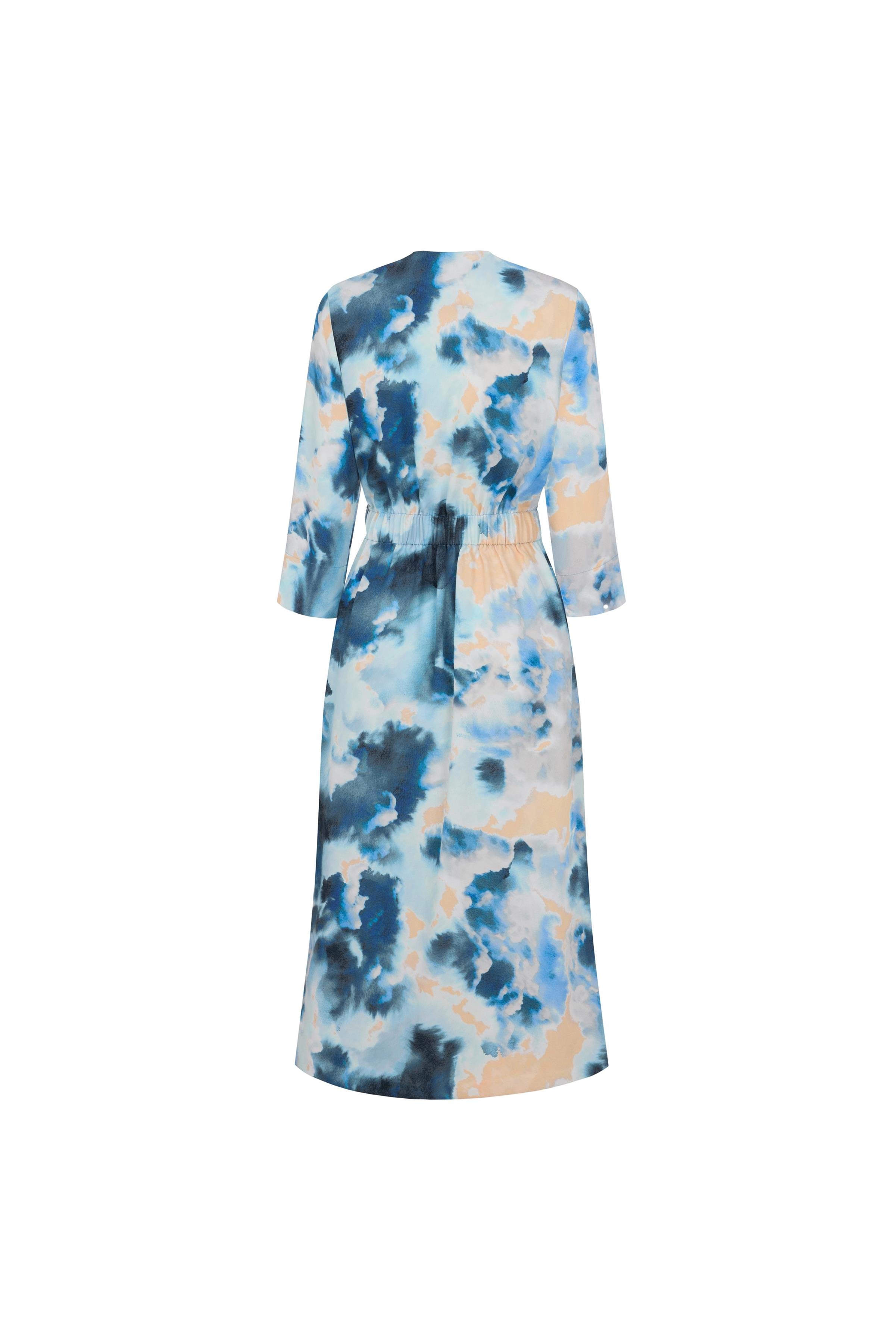 Double Breasted Patterned Crepe Dress Prınt