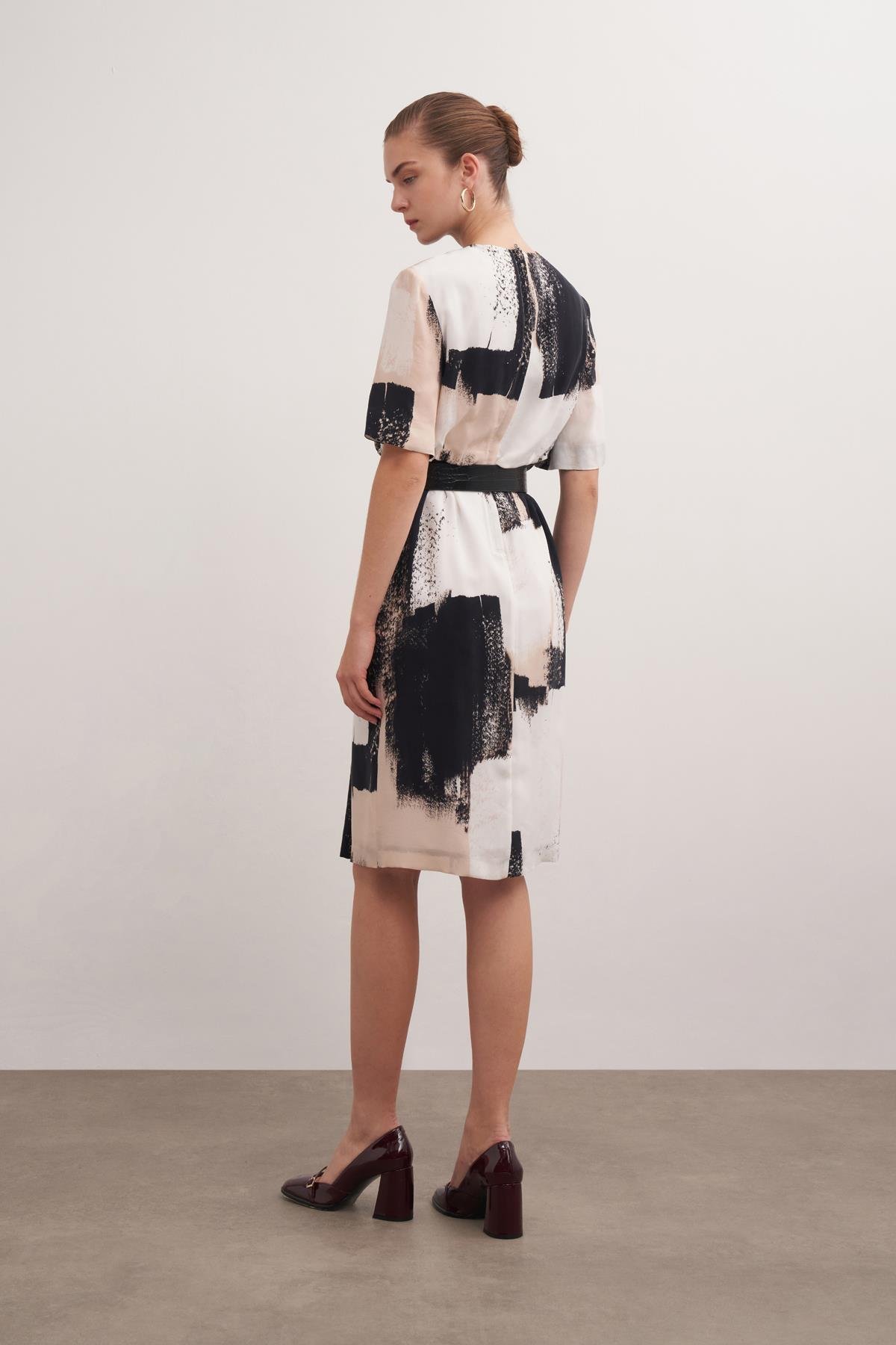 Double-breasted Patterned Cupro Dress Prınt