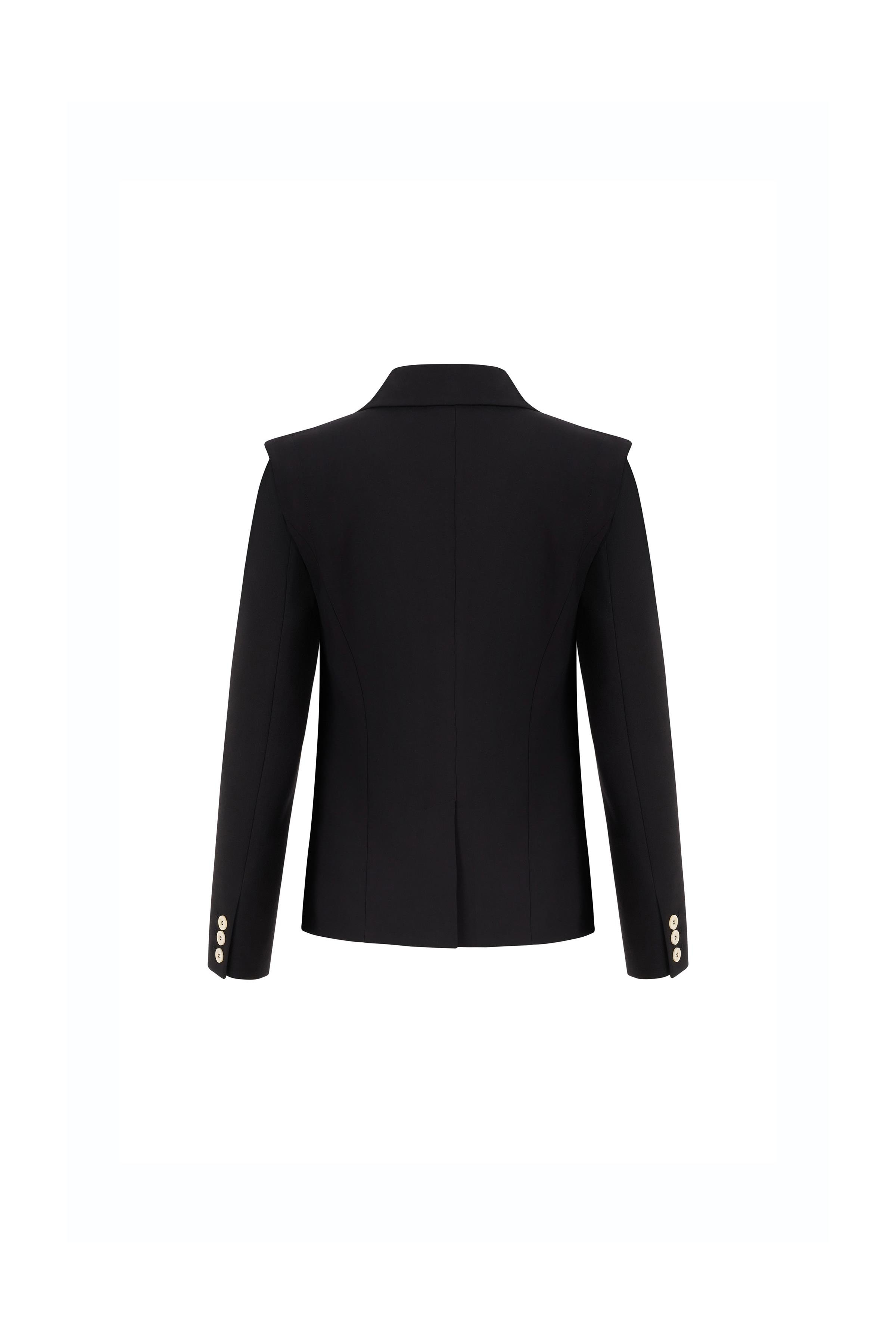 Kruvaze Kapama Poliviskon Ceket Siyah