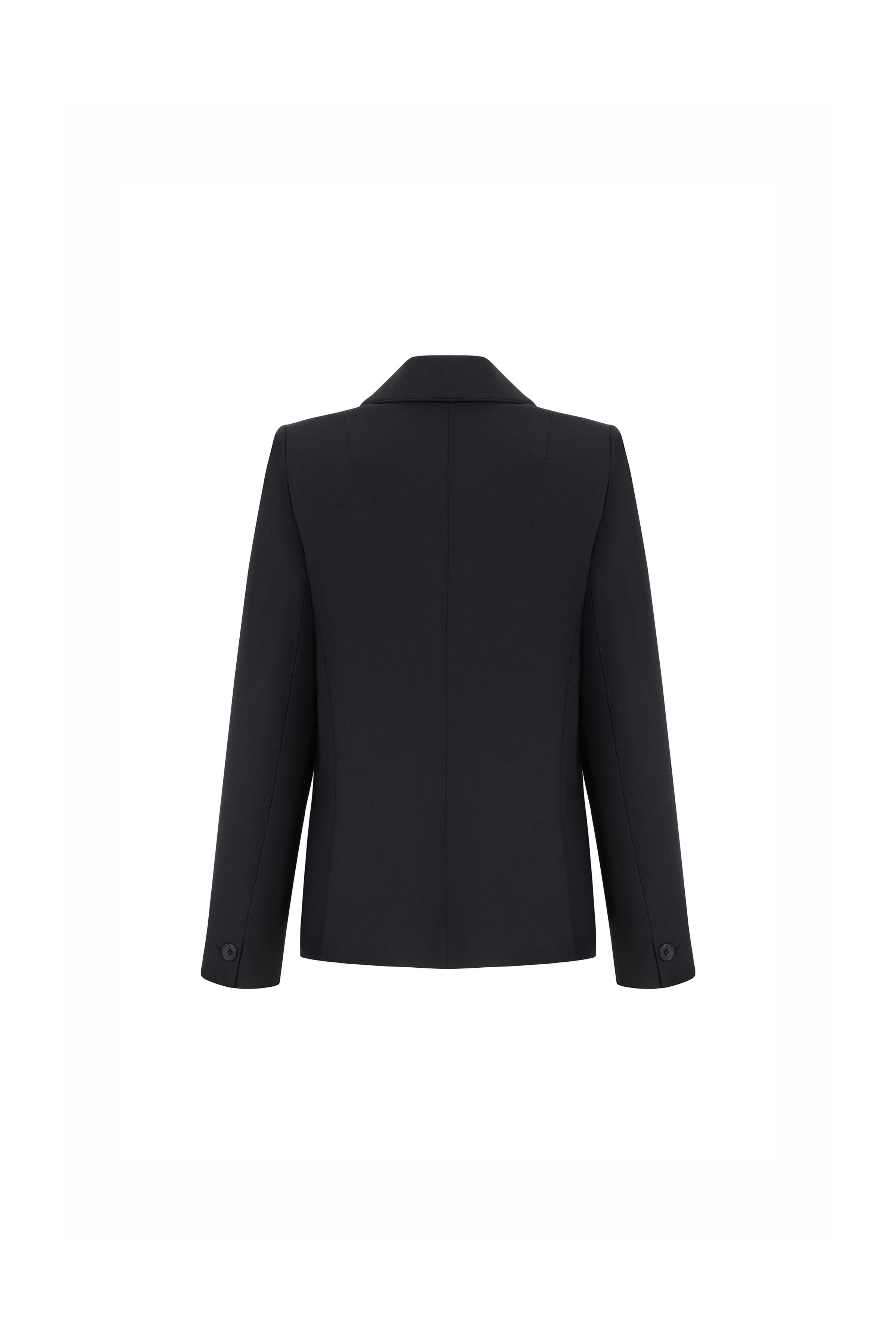 Double-breasted Wool Blend Jacket Black