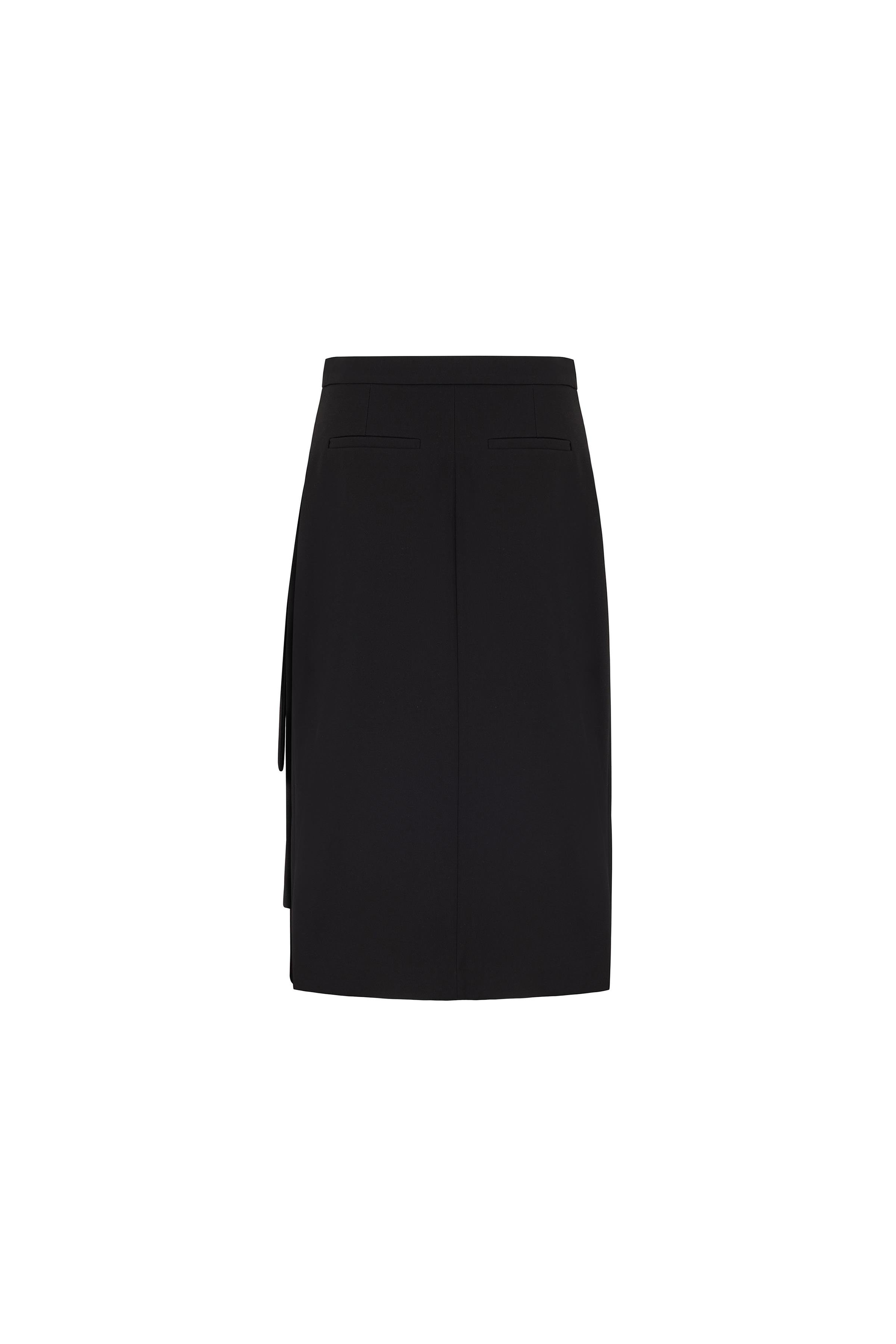 Wrap Polyviscose Skirt Black