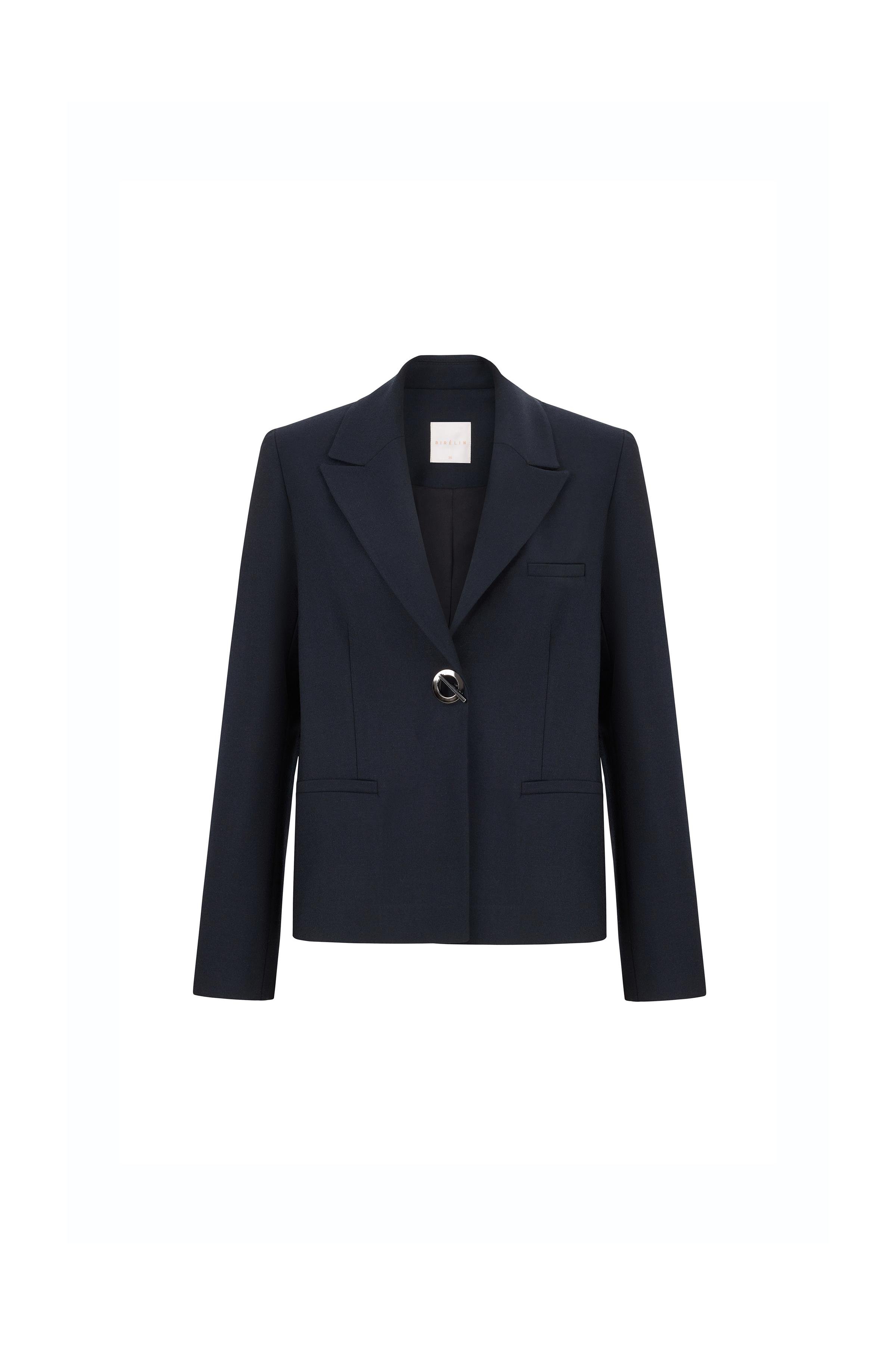 Kuşgözü Detaylı Yün Ceket Siyah