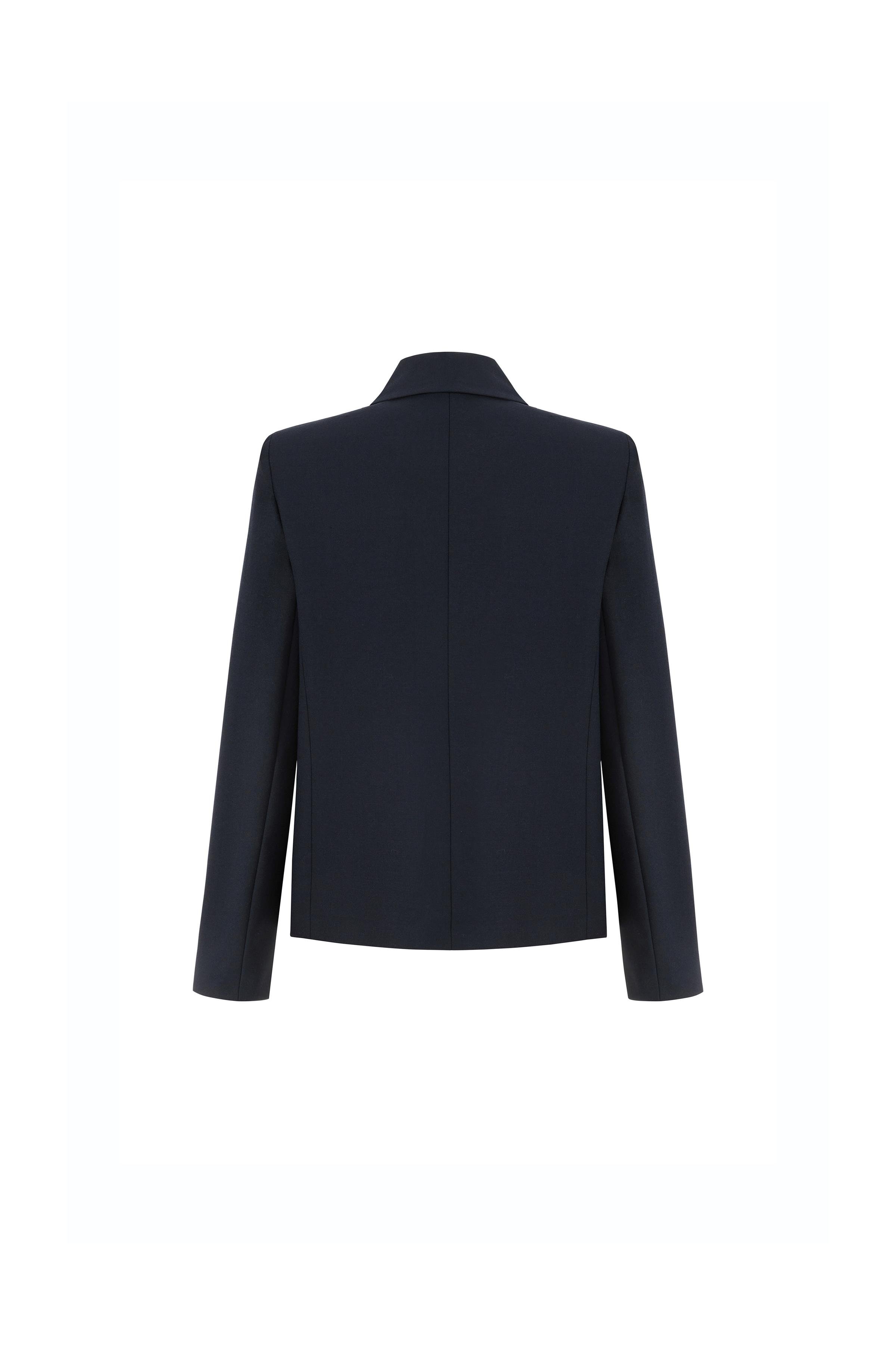 Kuşgözü Detaylı Yün Ceket Siyah