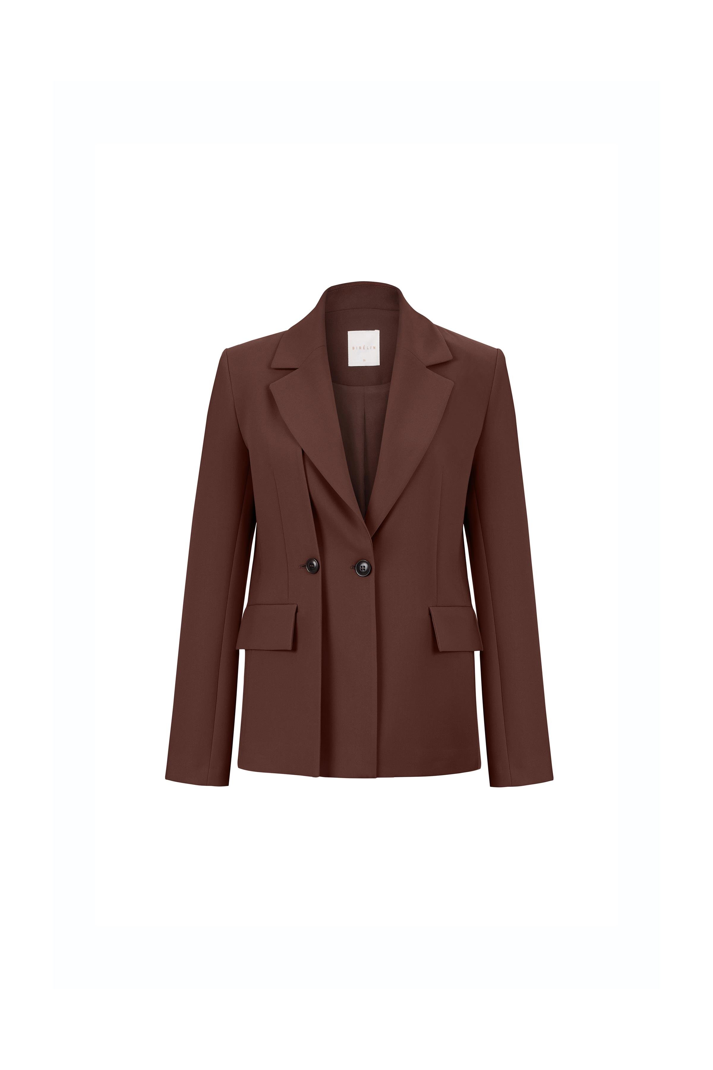 Panel Detailed Polyester-viscose Jacket Coffee