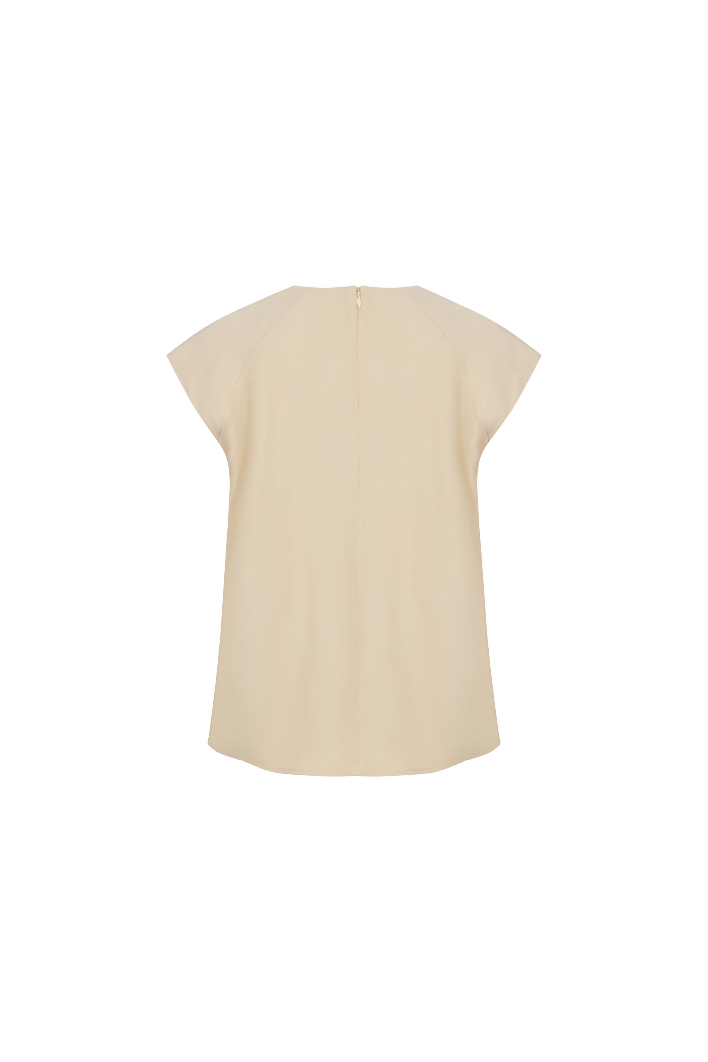 Pili Kırma Detaylı Viskon Bluz Açık Altın