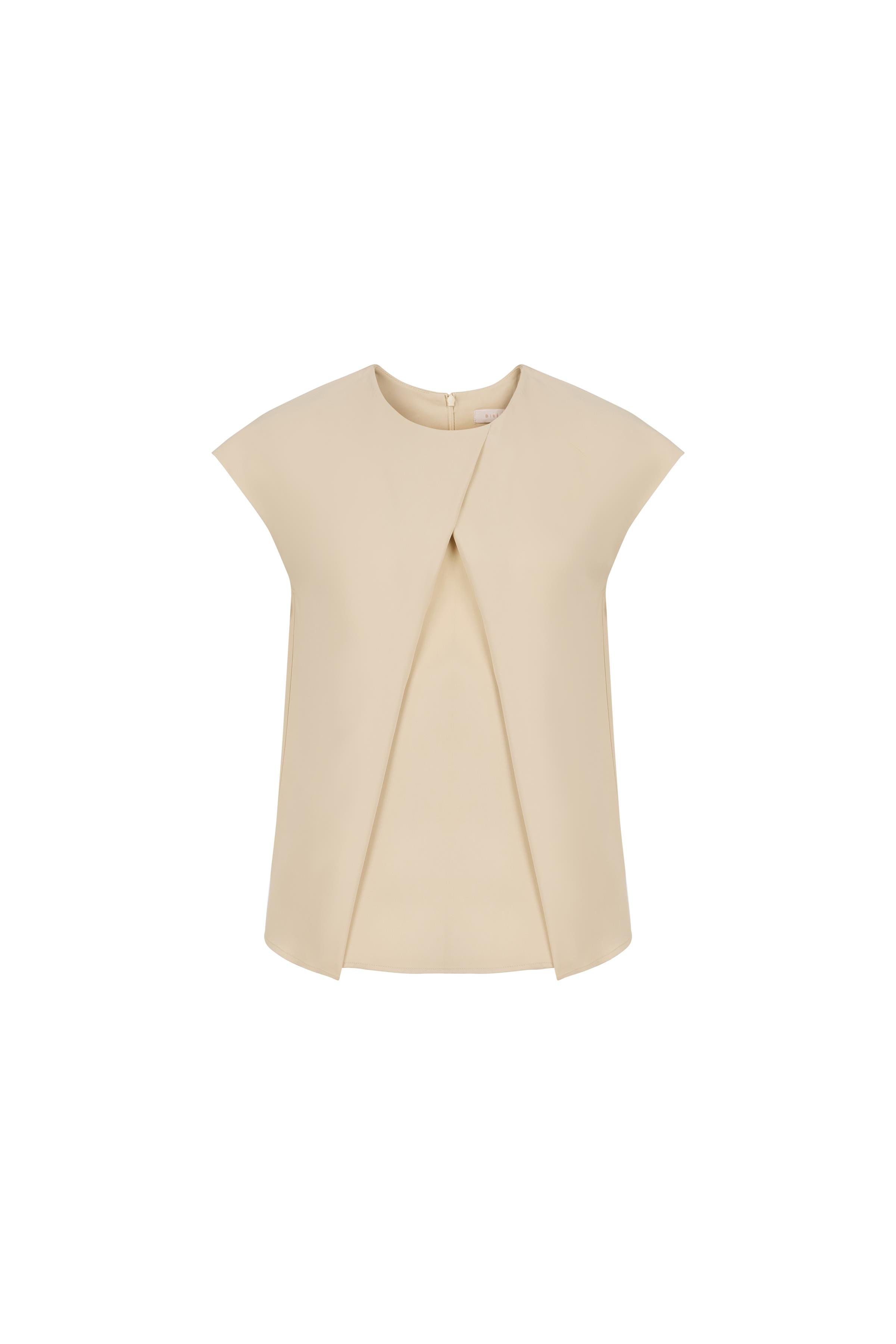 Pili Kırma Detaylı Viskon Bluz Açık Altın