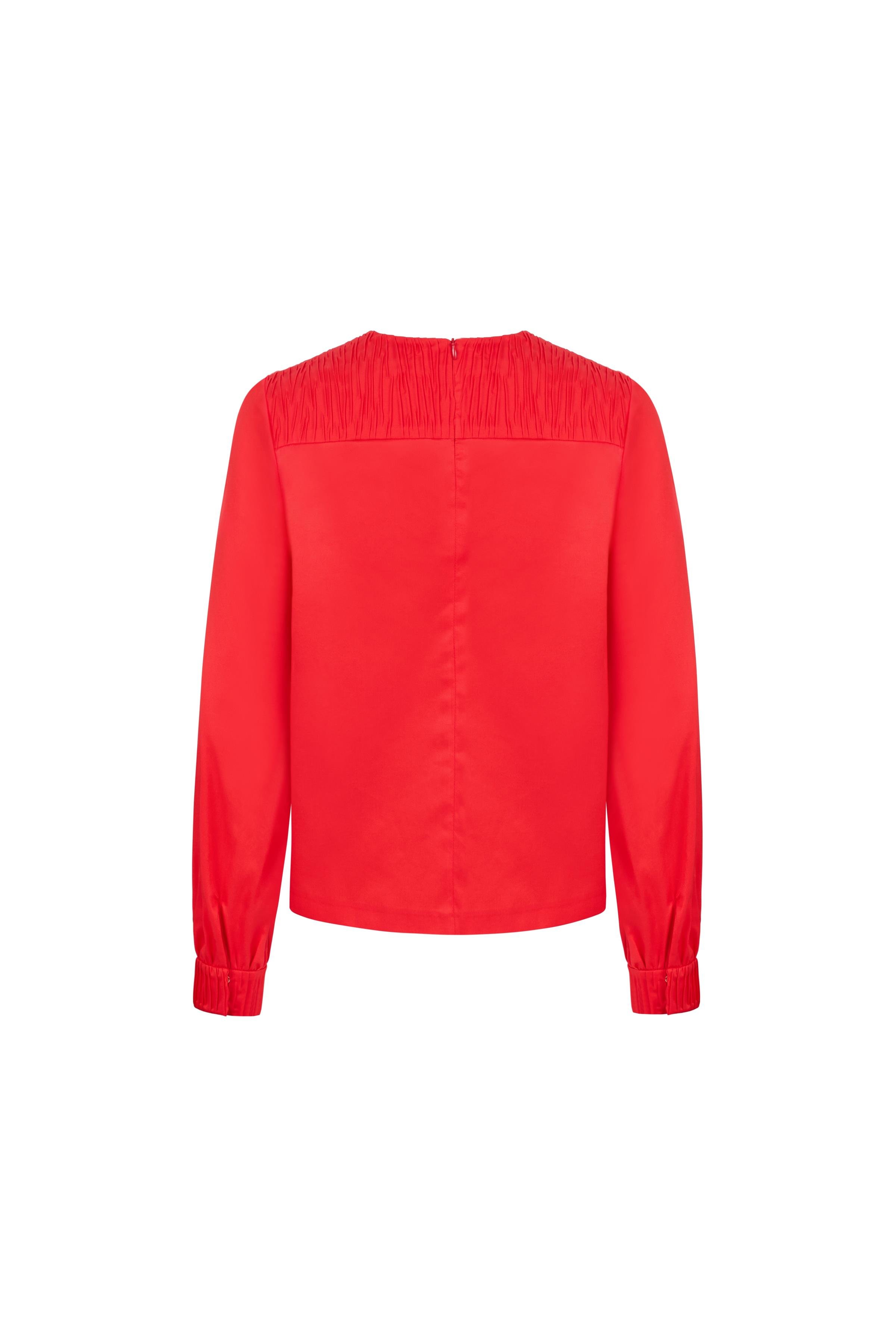 Pilise Detaylı Koton Bluz Kırmızı