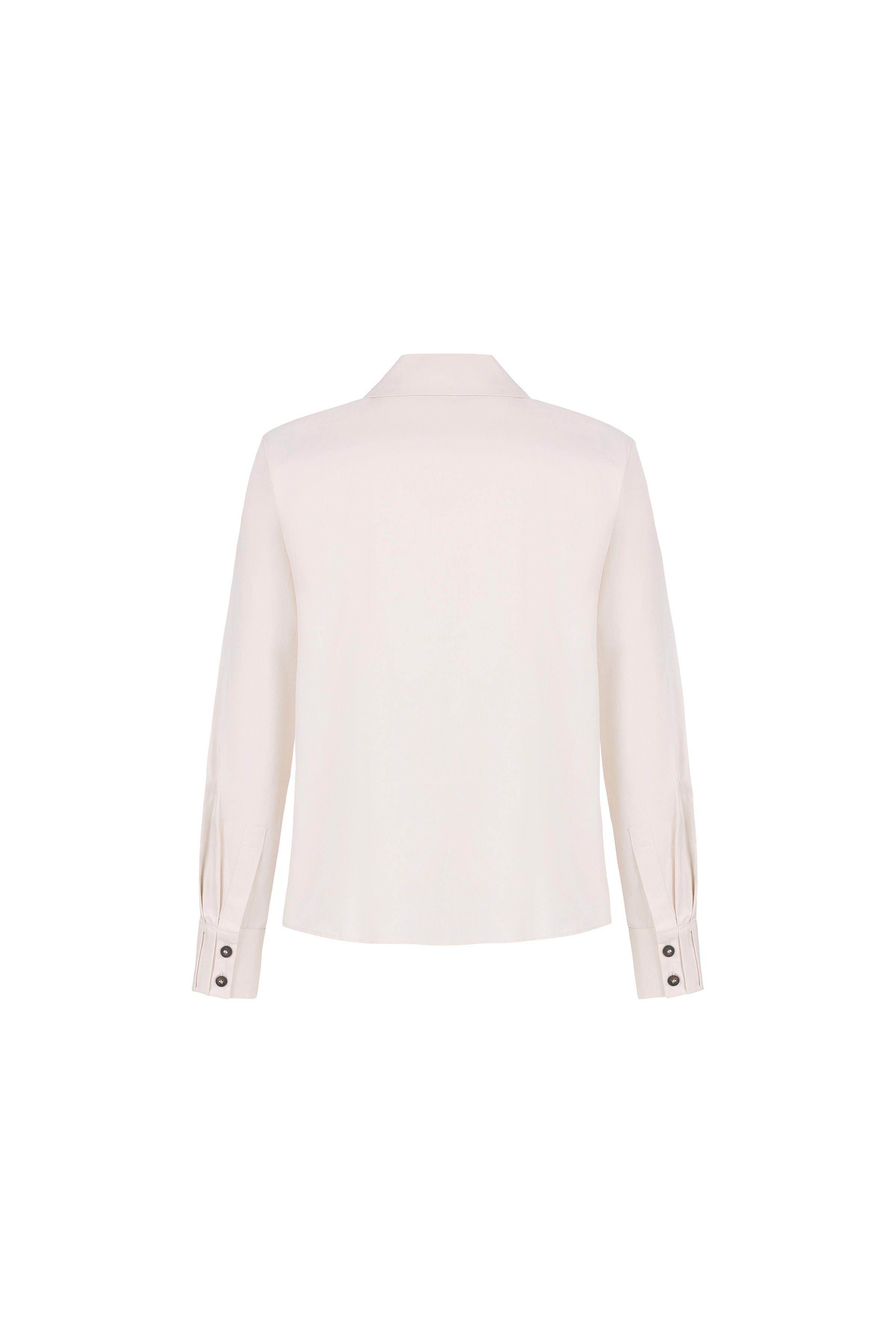 Pilise Pat Detaylı Koton Gömlek Krem