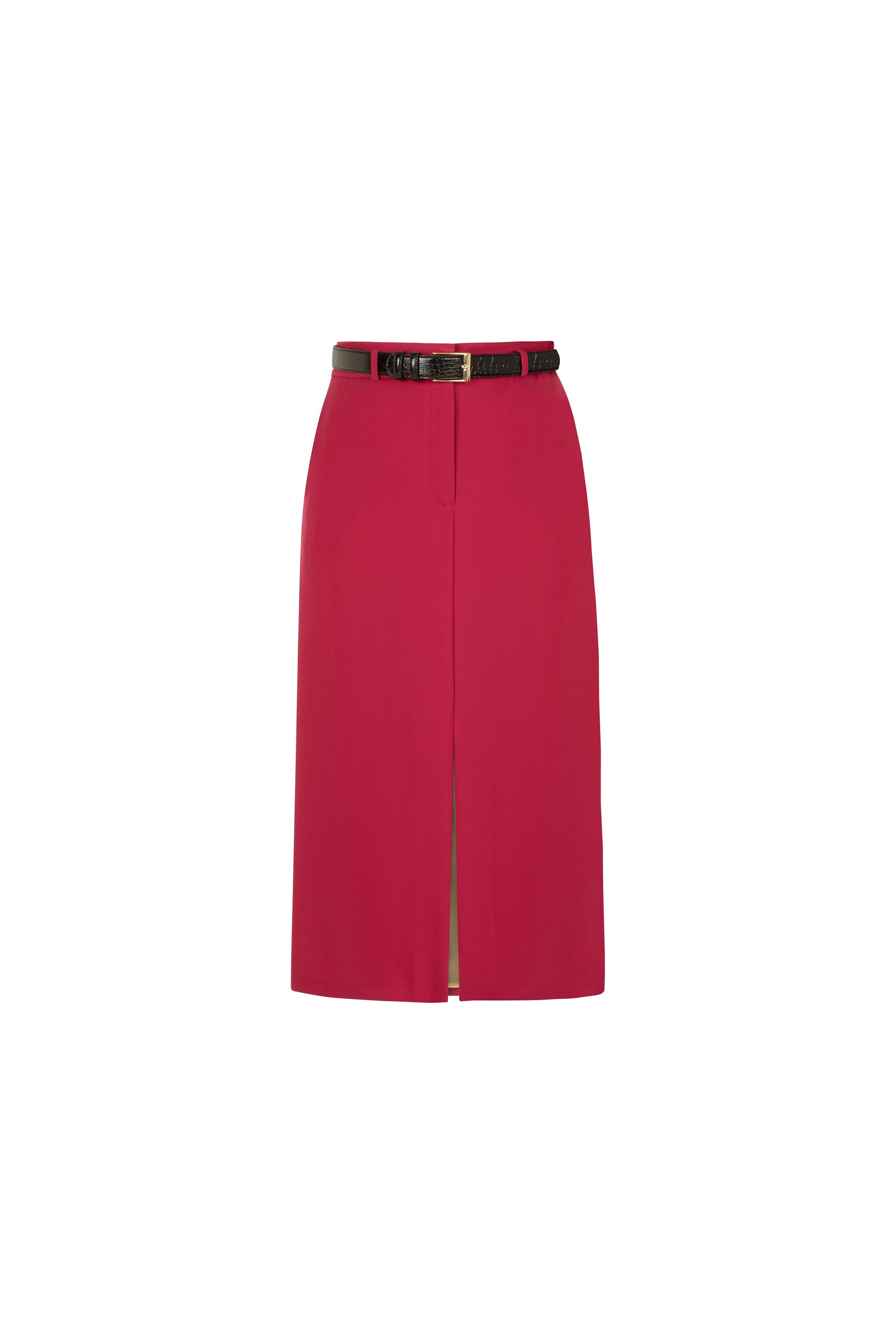 Polyviscose Pencil Skirt Cherry