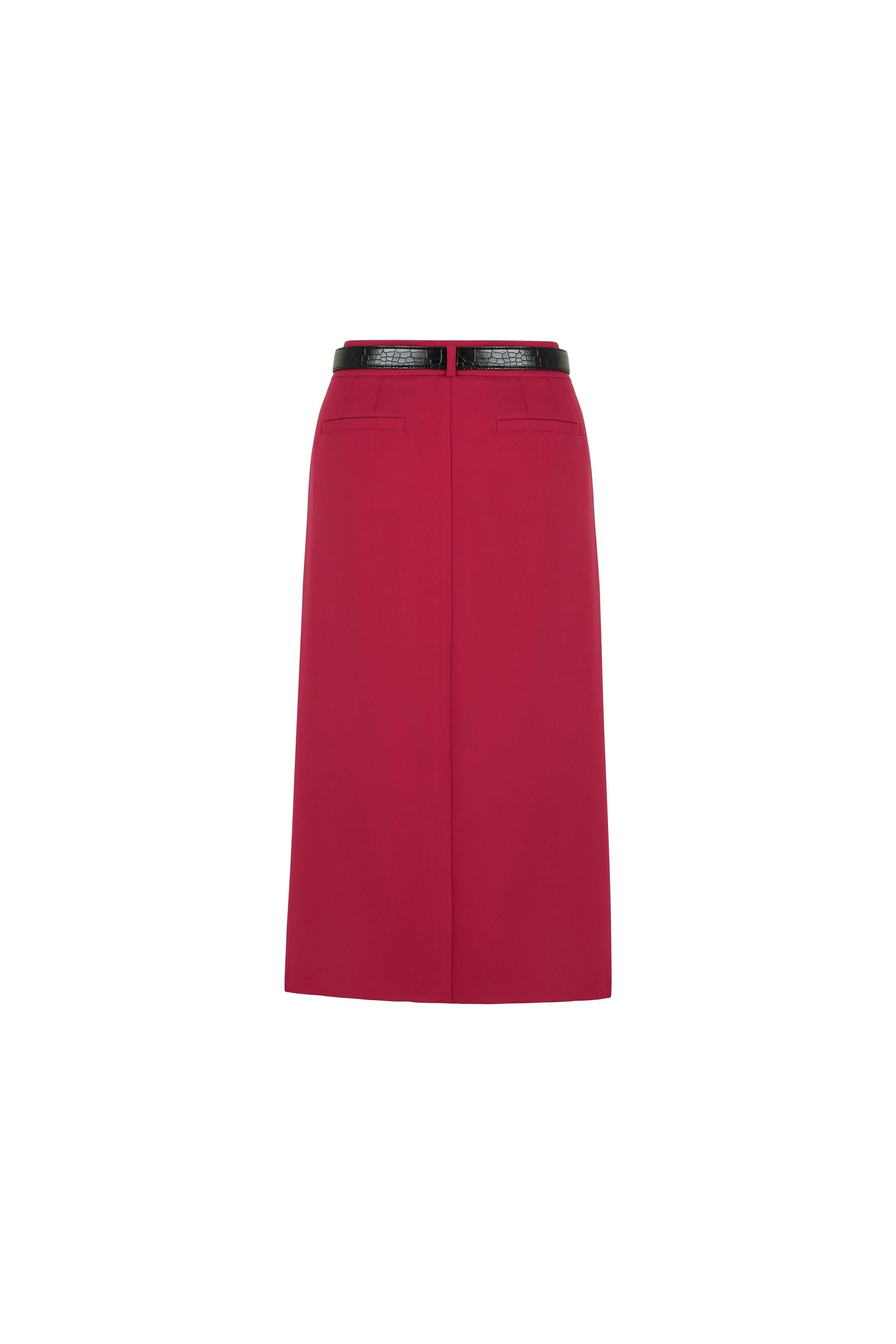Polyviscose Pencil Skirt Cherry
