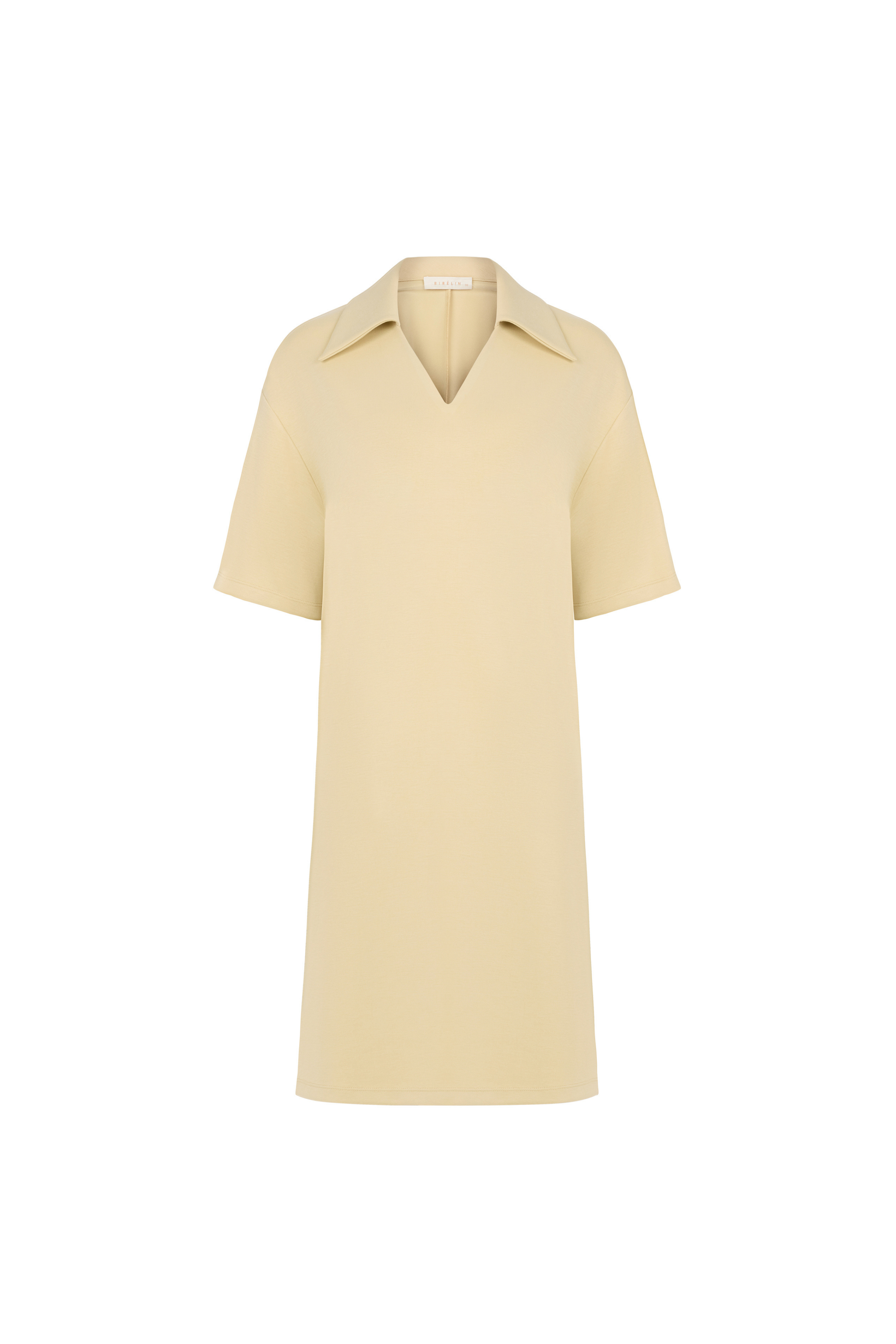 Comfortable Form Knitted Modal Dress Lıght Gold