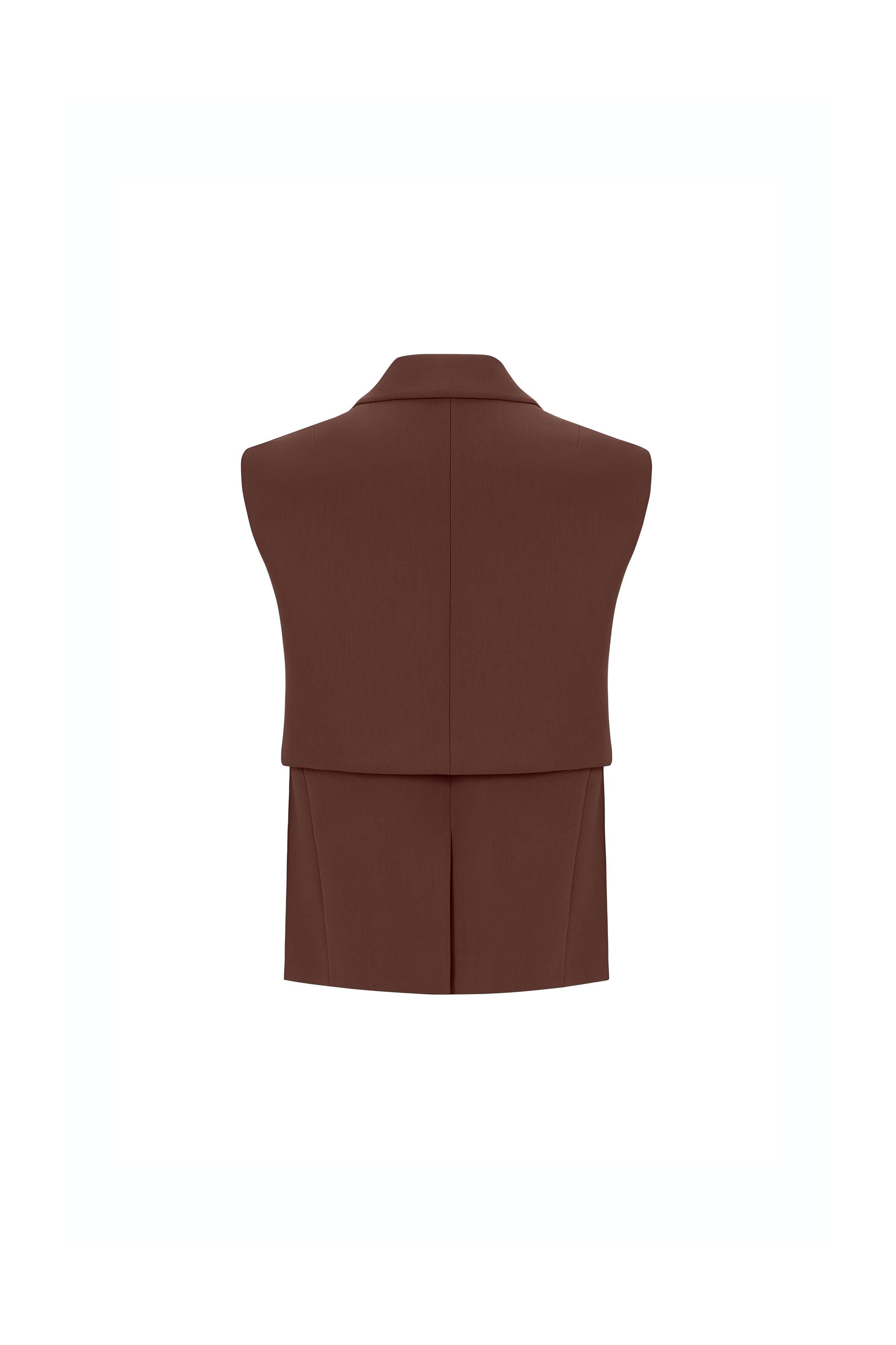 Windbreaker Detailed Polyester-viscose Vest Coffee