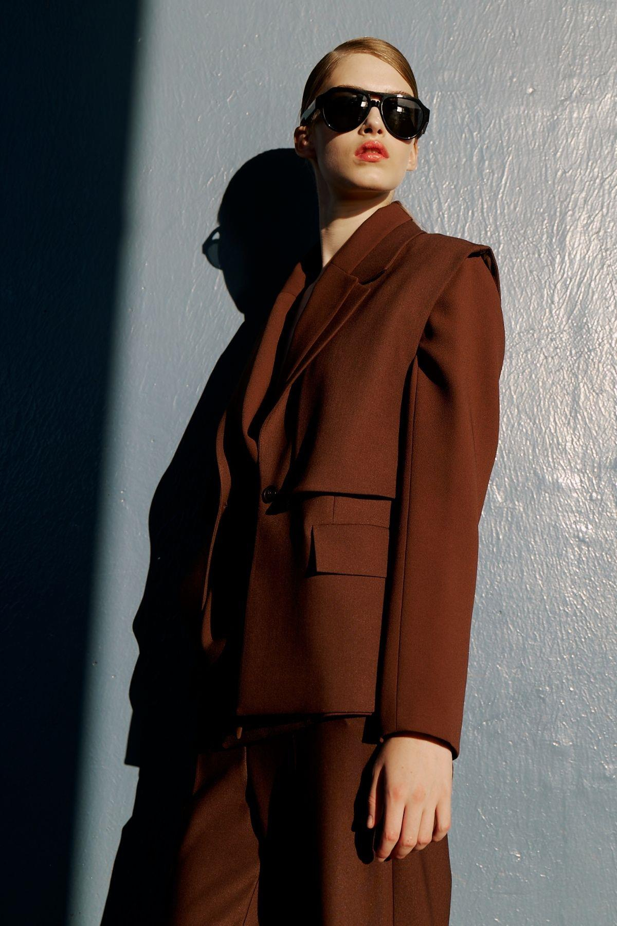 Windbreaker Detailed Polyester-viscose Vest Coffee