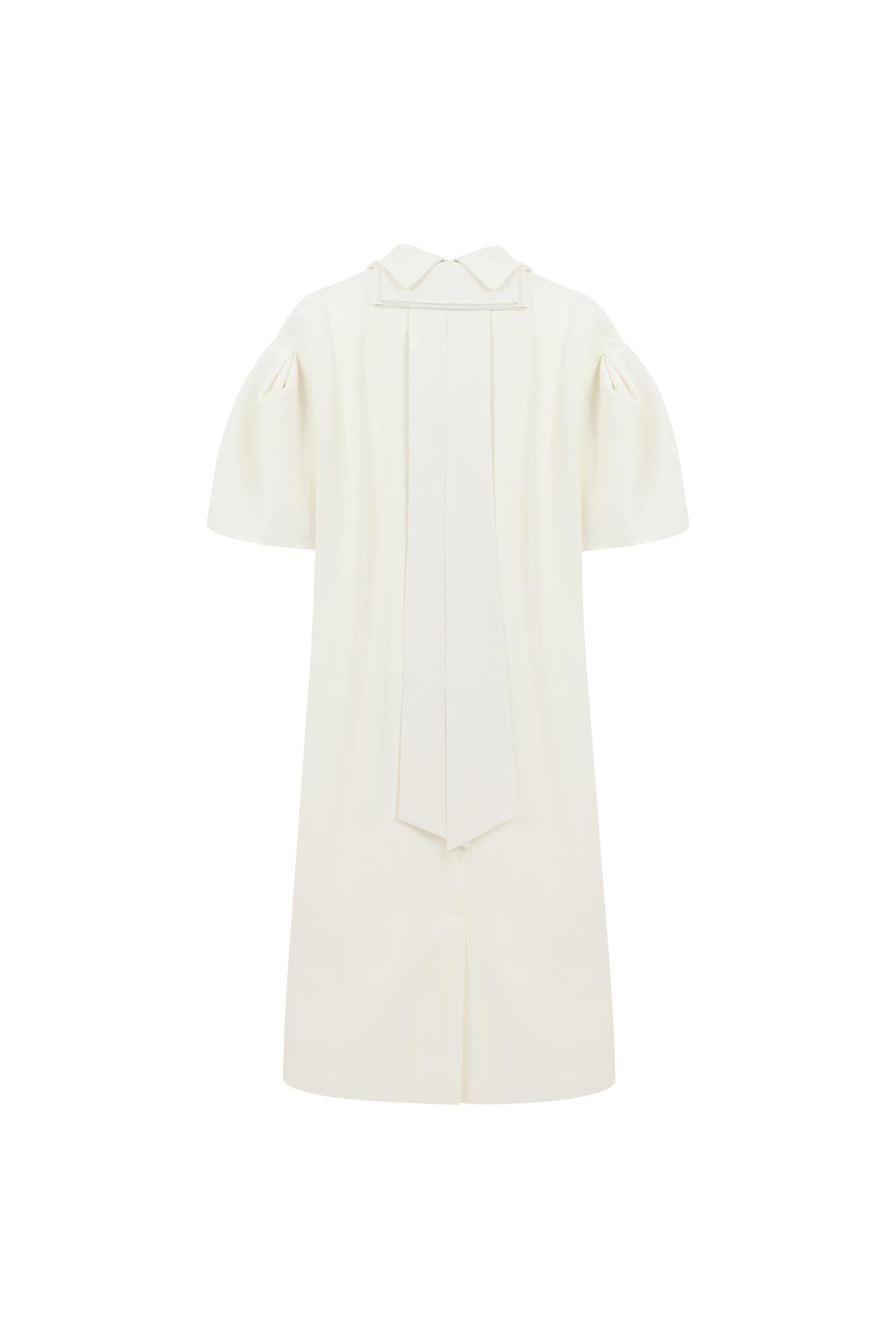 Seyyar Mat Payet Yakalı Krep Elbise Ekru