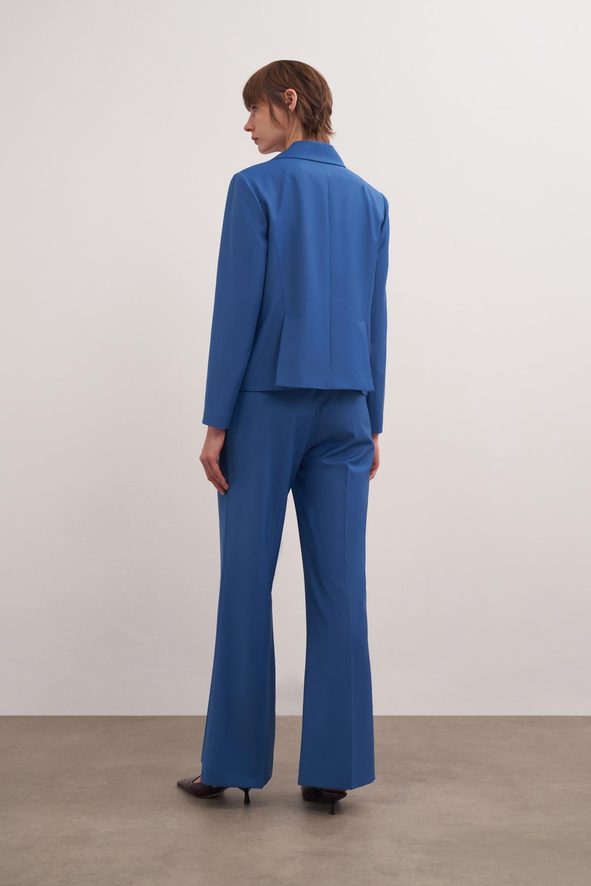 Şömiziye Yaka Yünlü Ceket Bazalt Mavisi