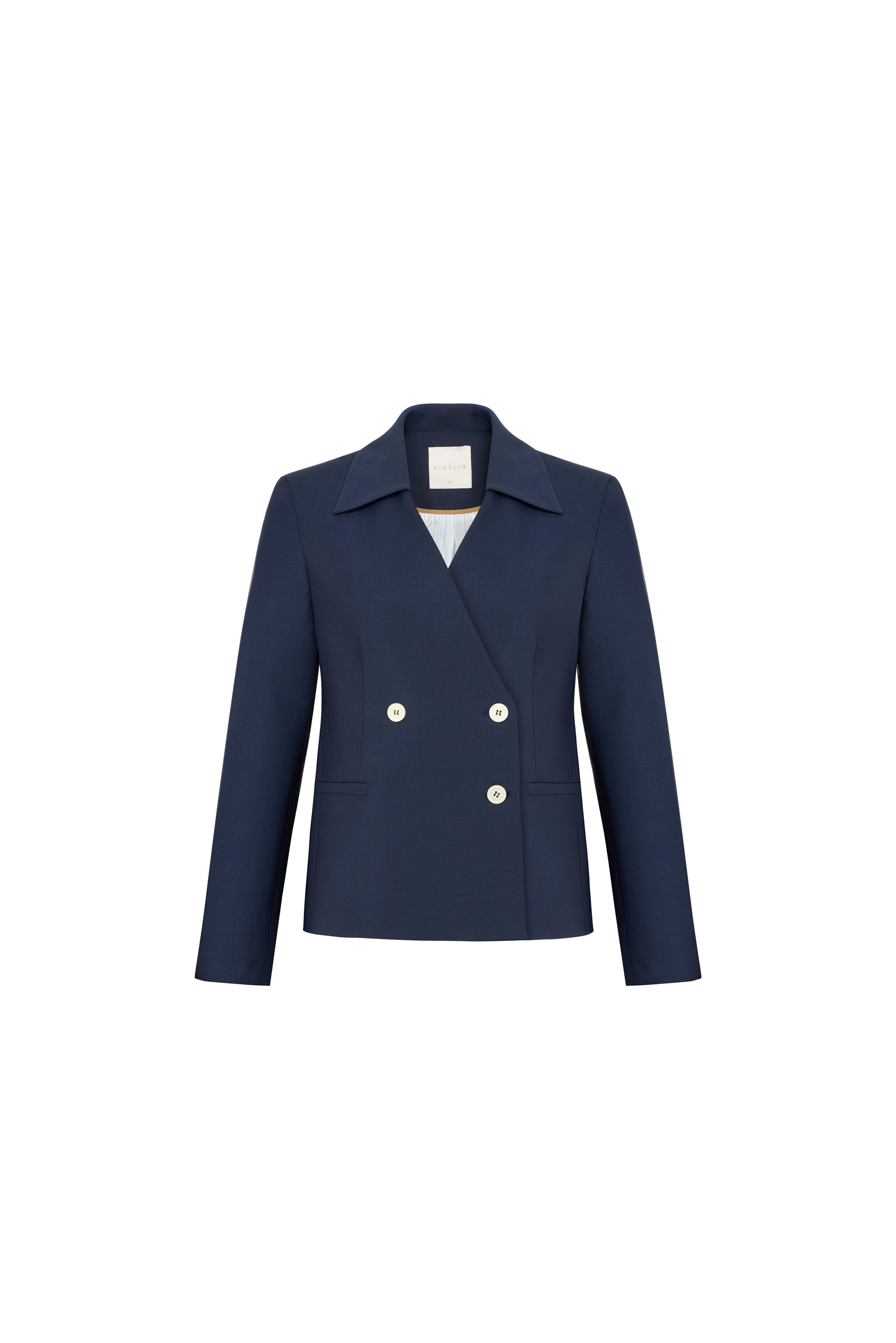 Şömiziye Yaka Yünlü Ceket Koyu Yosun