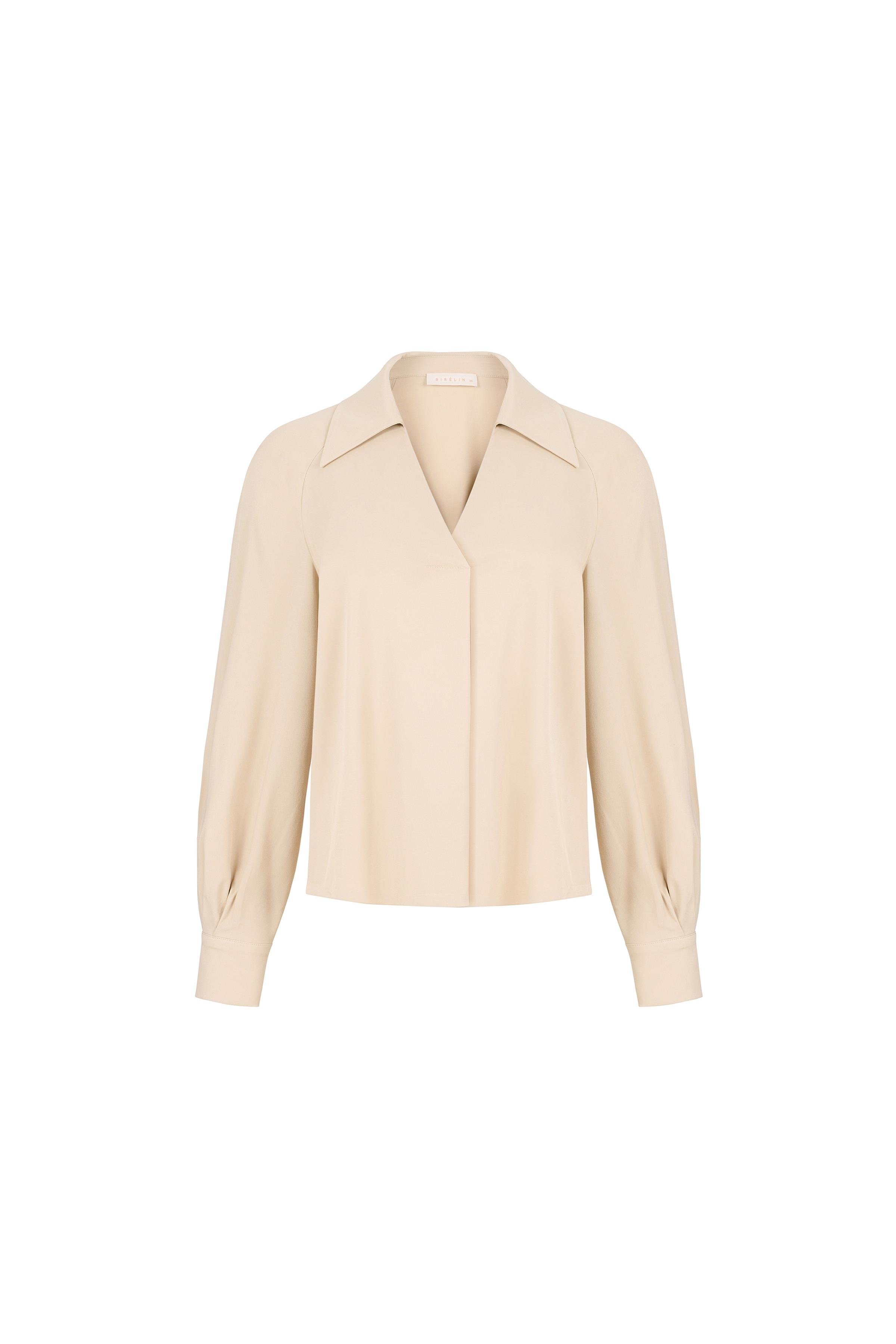 Şömiziye Yakalı Viskon Bluz Gri