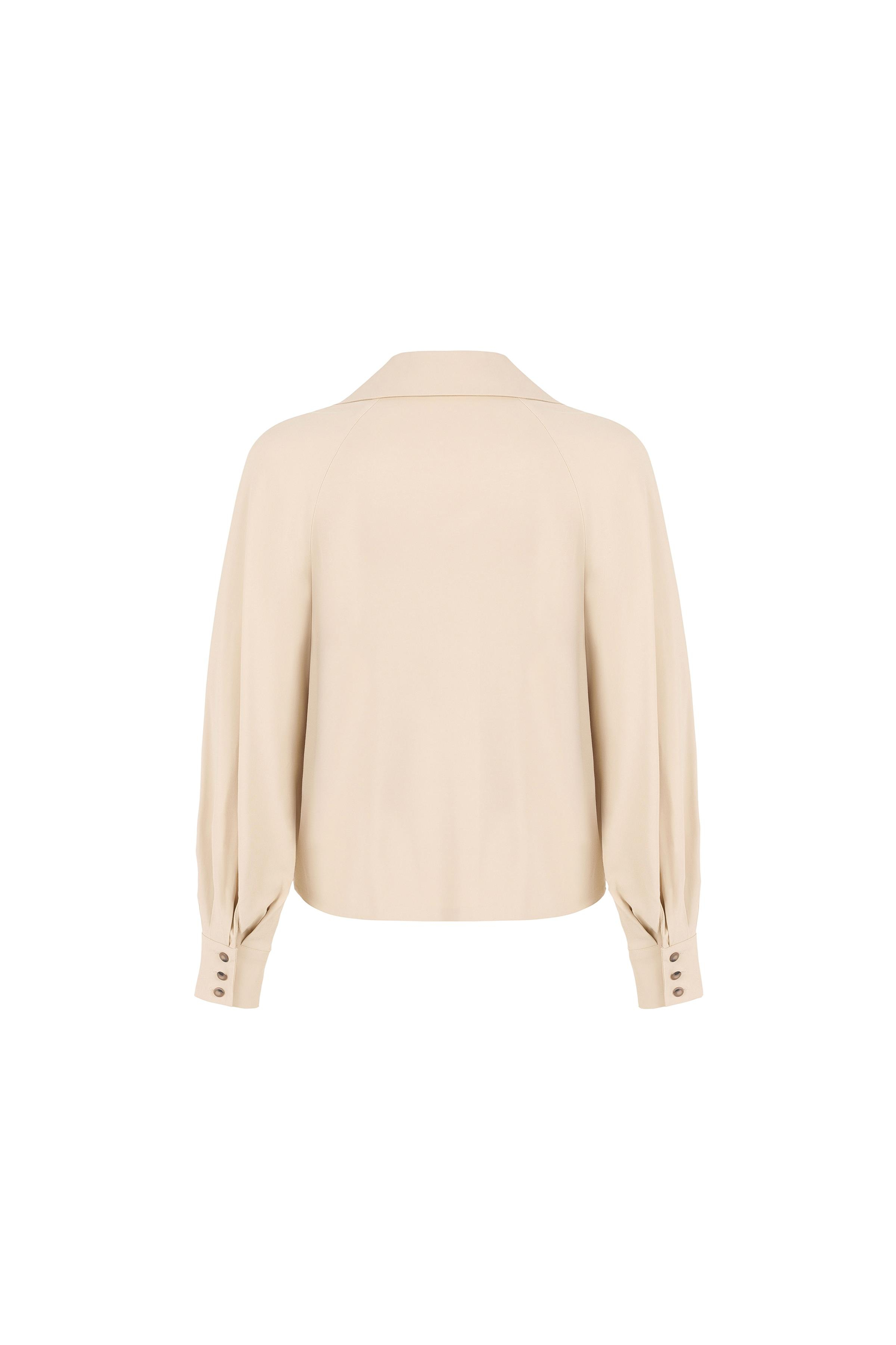 Şömiziye Yakalı Viskon Bluz Gri