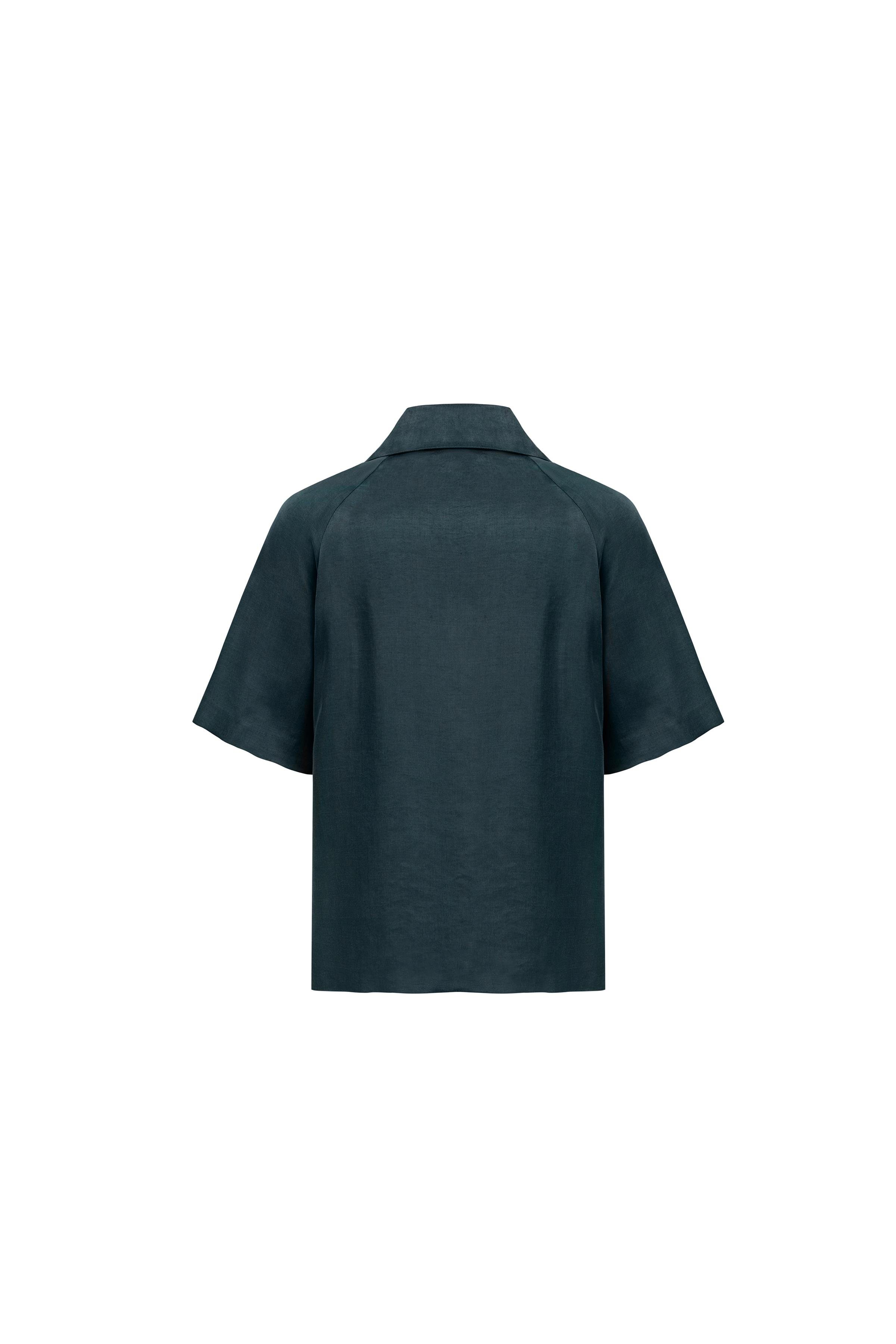 Tencel Karışımlı Bluz Koyu Orman Yeşili