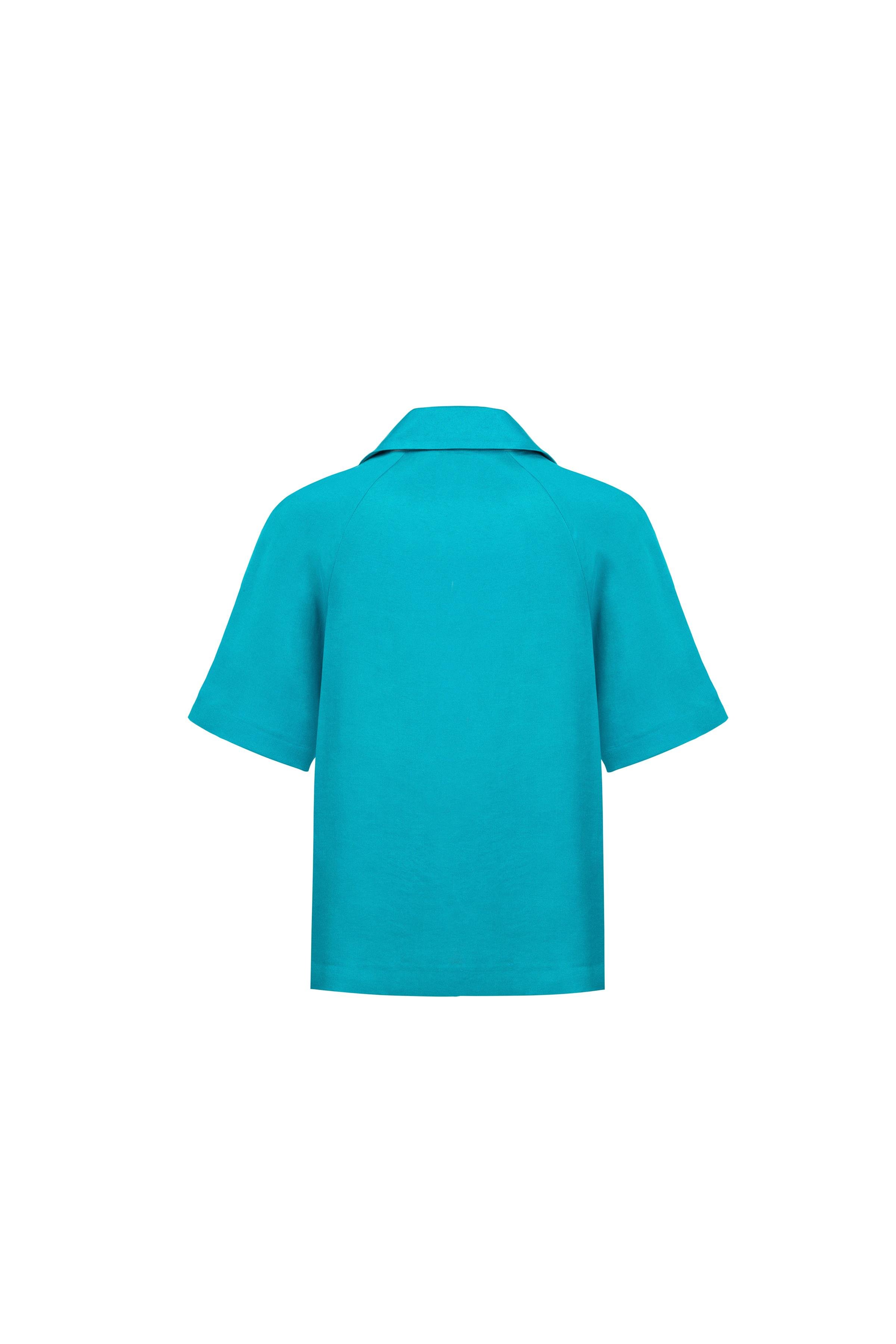 Tencel Karışımlı Bluz Su Mavisi