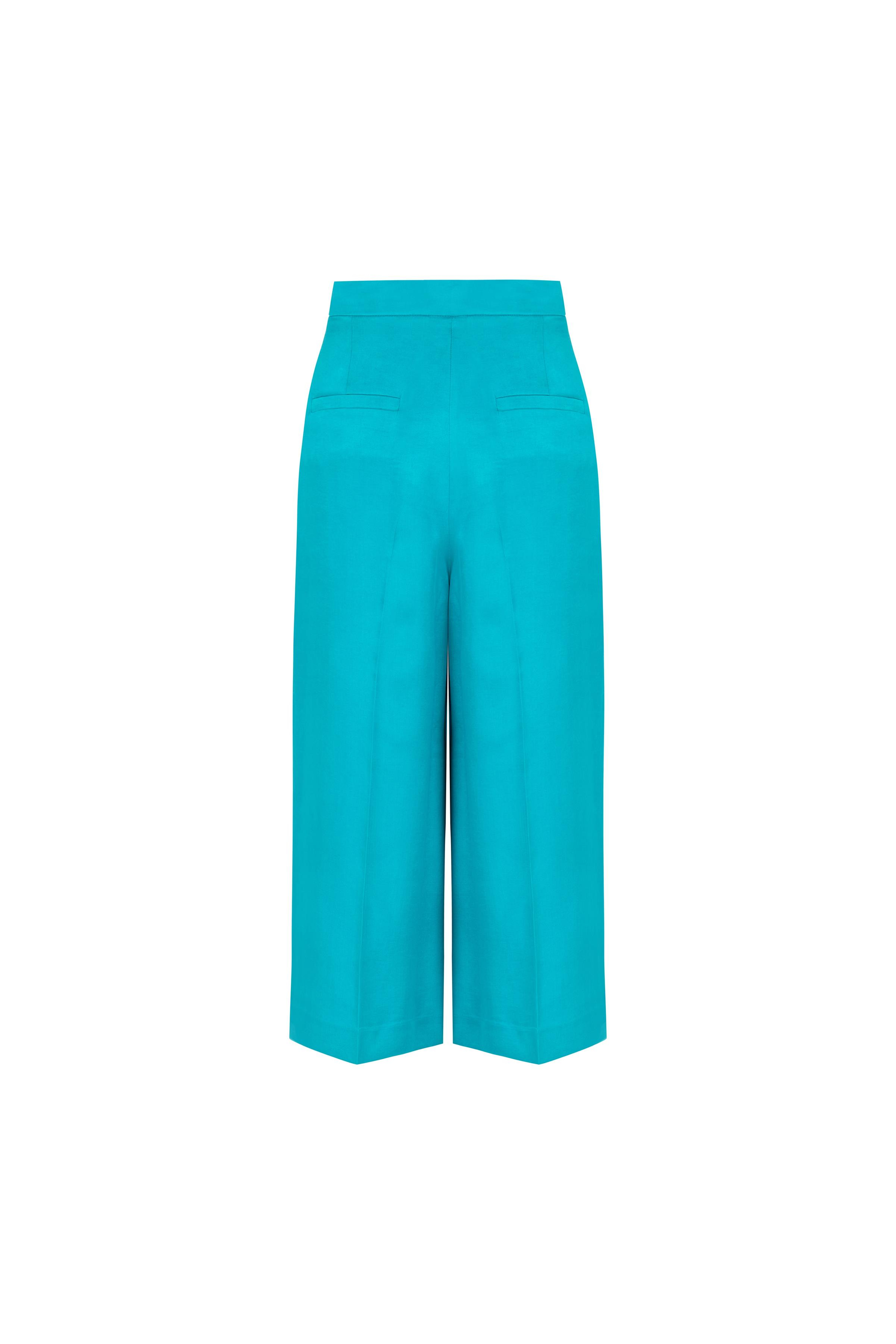 Tencel Karışımlı Culotte Pantolon Su Mavisi