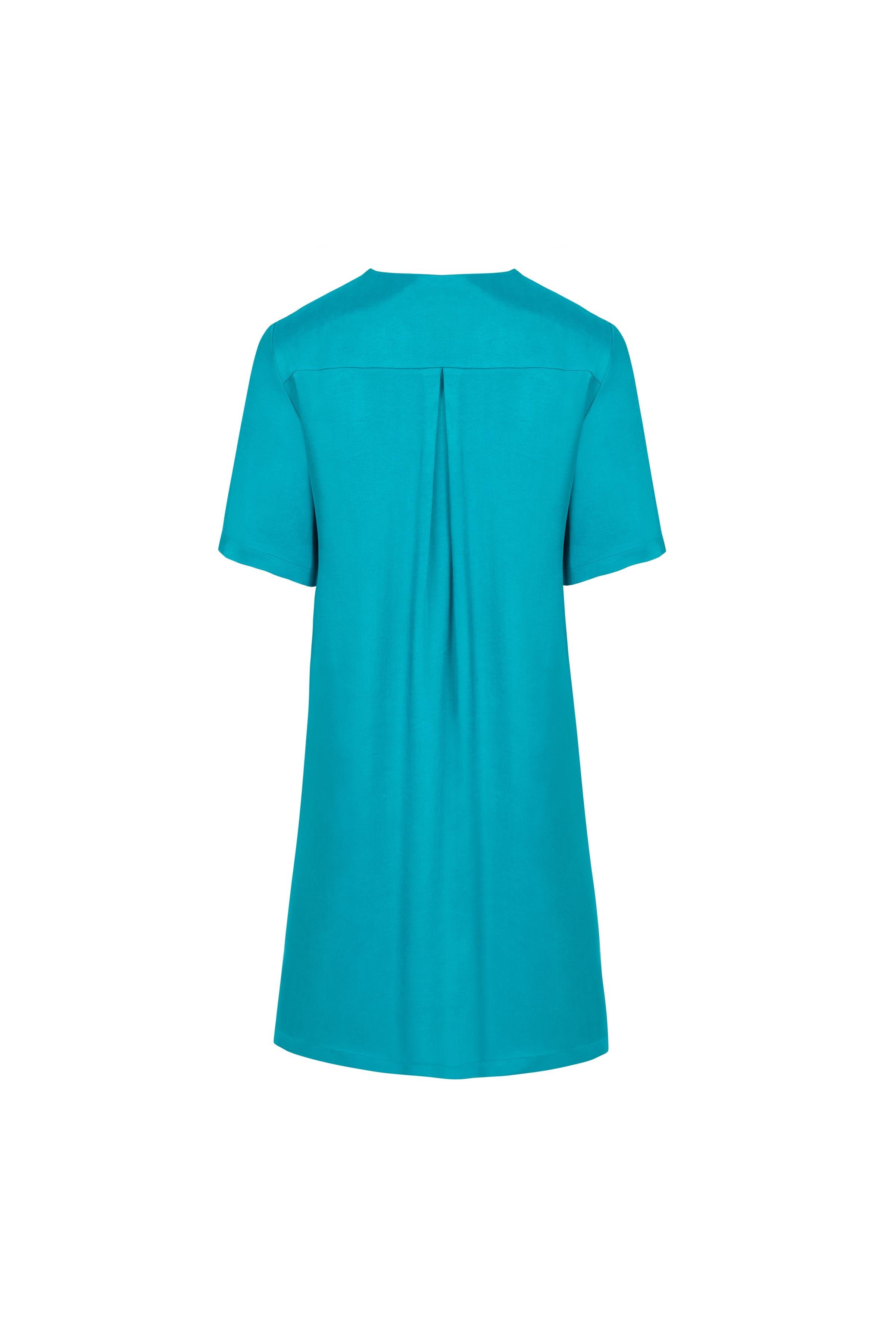 Tencel Blend Knee High Dress Aqua